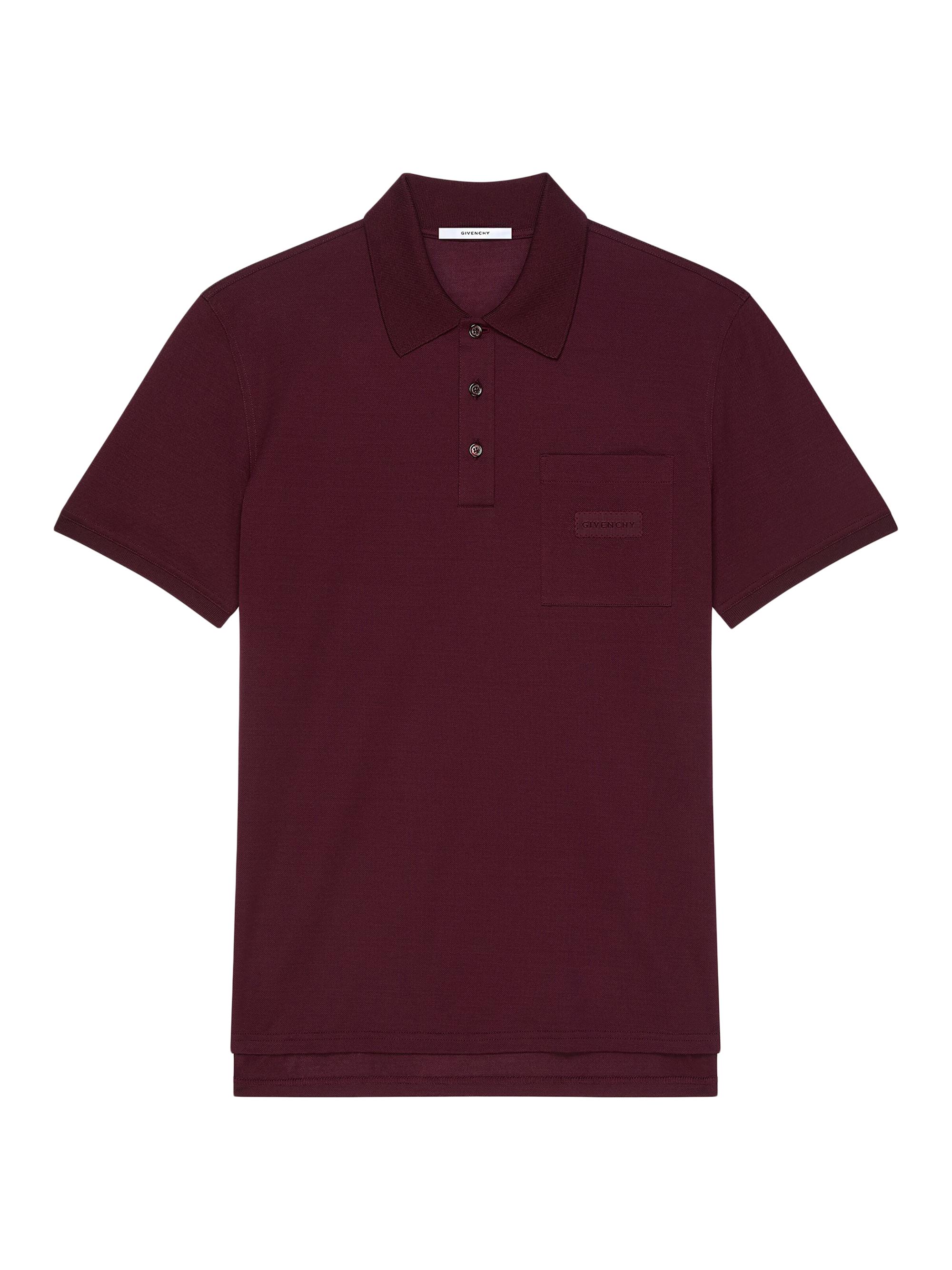 Givenchy Men's Polo Shirt in Cotton with Patch - Burgundy