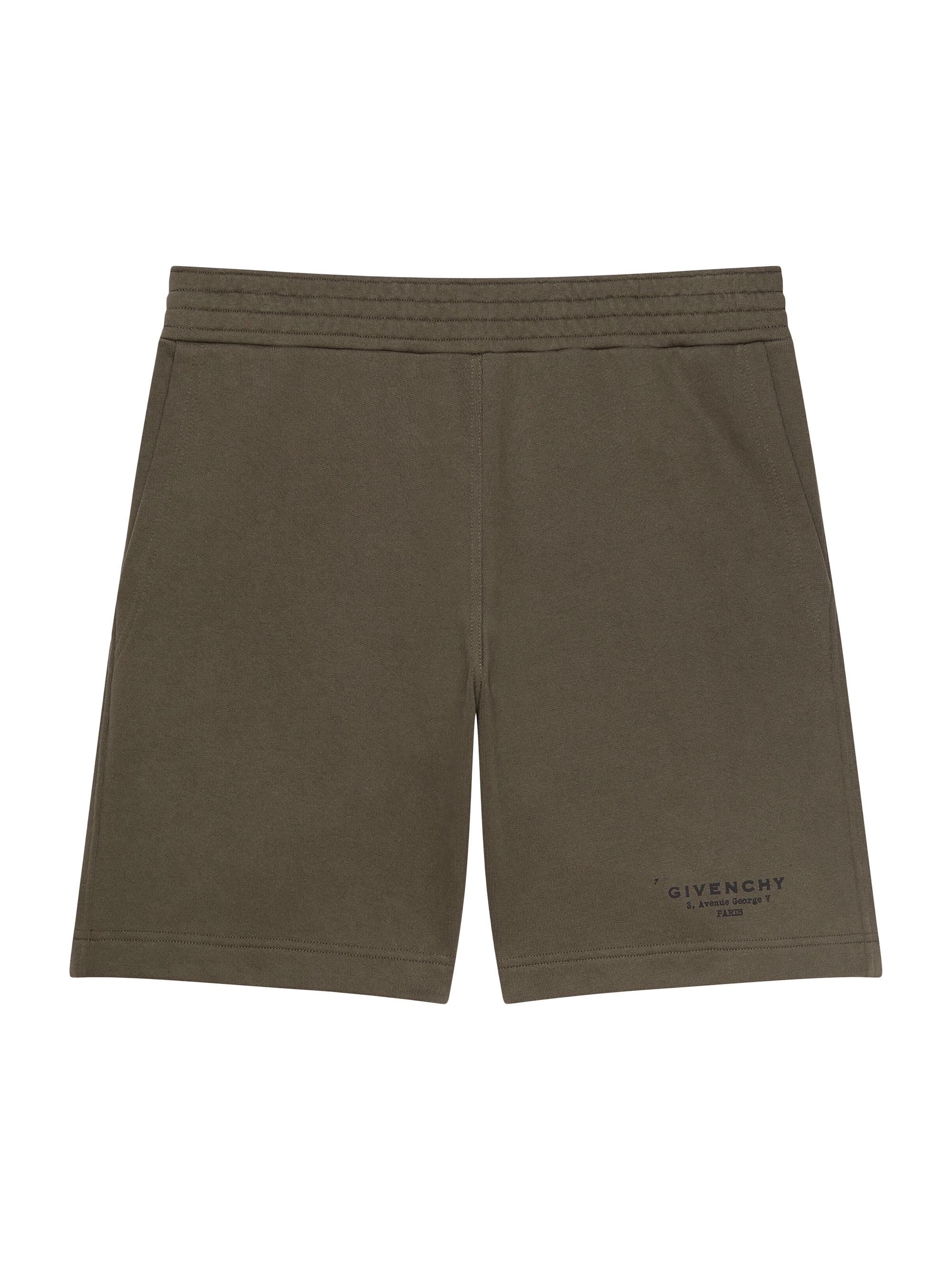 Givenchy Men's Bermuda Shorts in Fleece with Stamp Print - Khaki