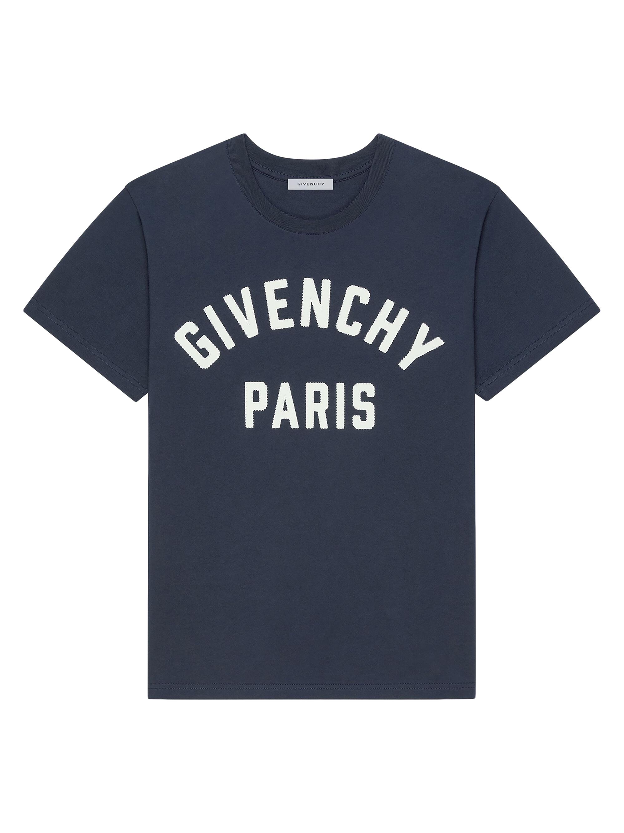 Givenchy Men's Paris T-Shirt in Cotton - Navy White