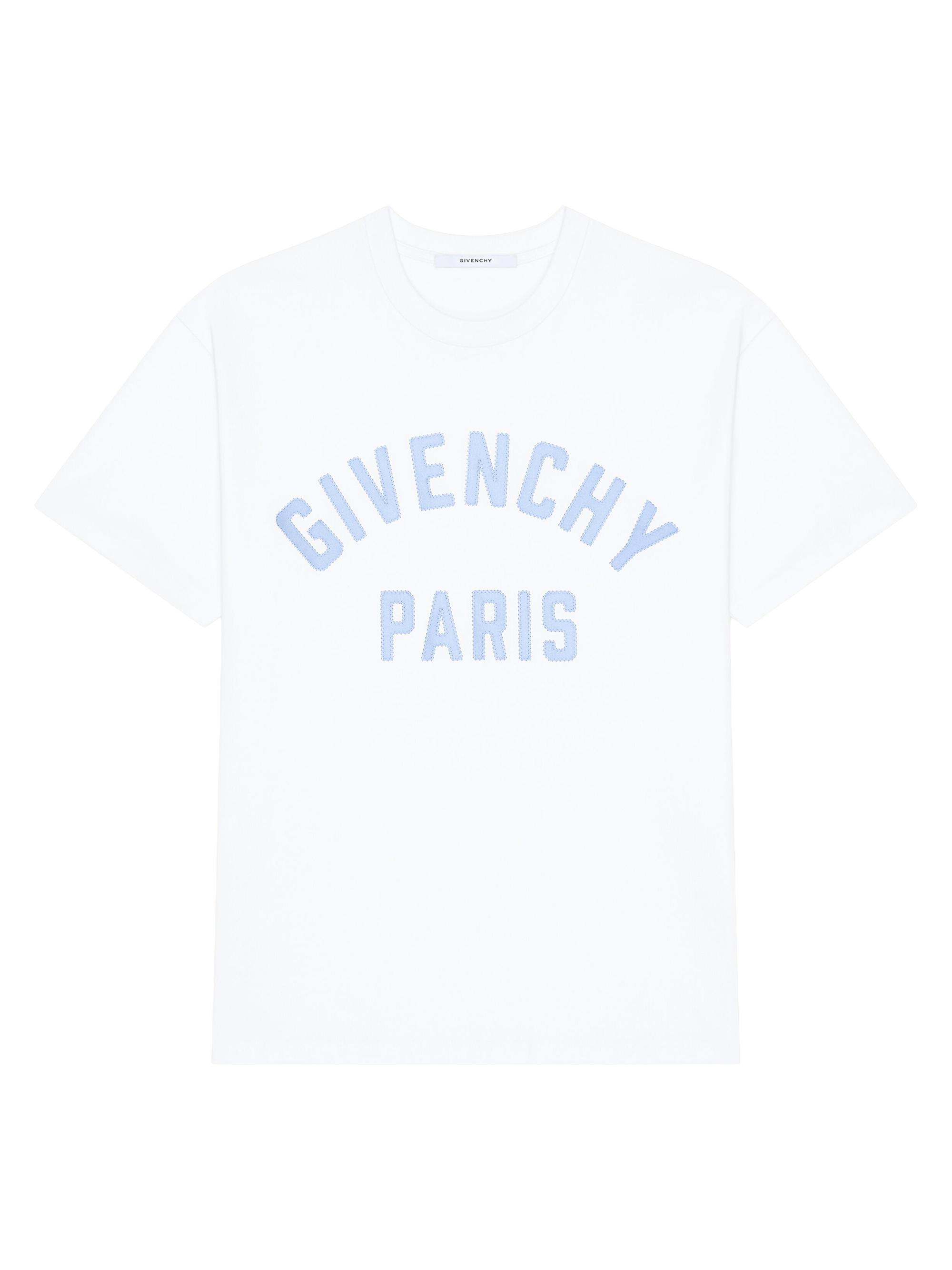 Givenchy Men's Paris T-Shirt in Cotton - White Light Blue