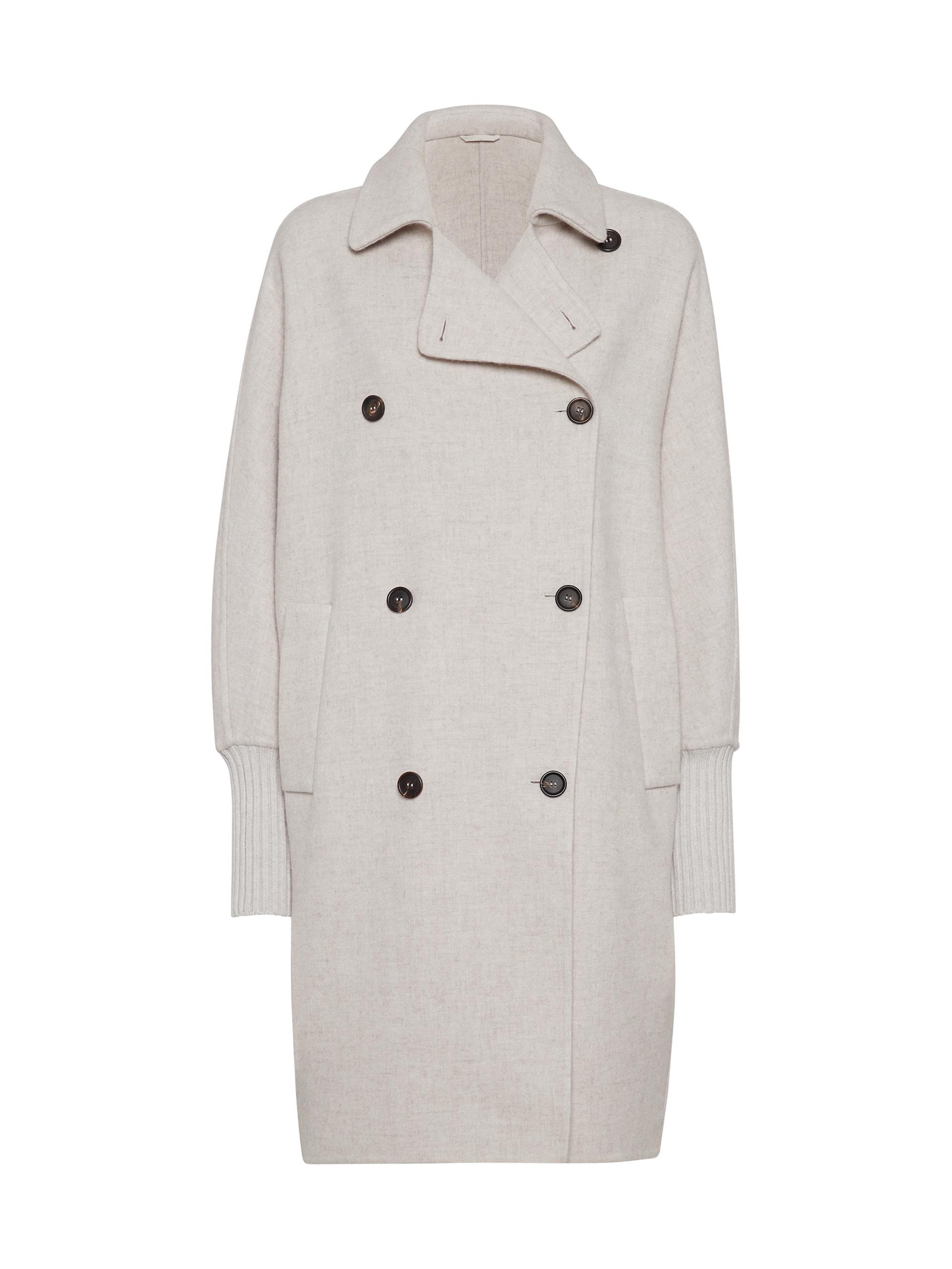 Brunello Cucinelli Women's Hand Crafted Coat in Cozy Cashmere Double Cloth - Cool Beige