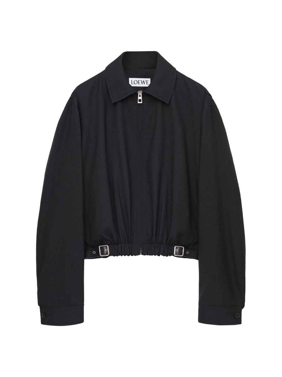 Loewe Men's Wool-blend Belted Blouson Jacket In Black