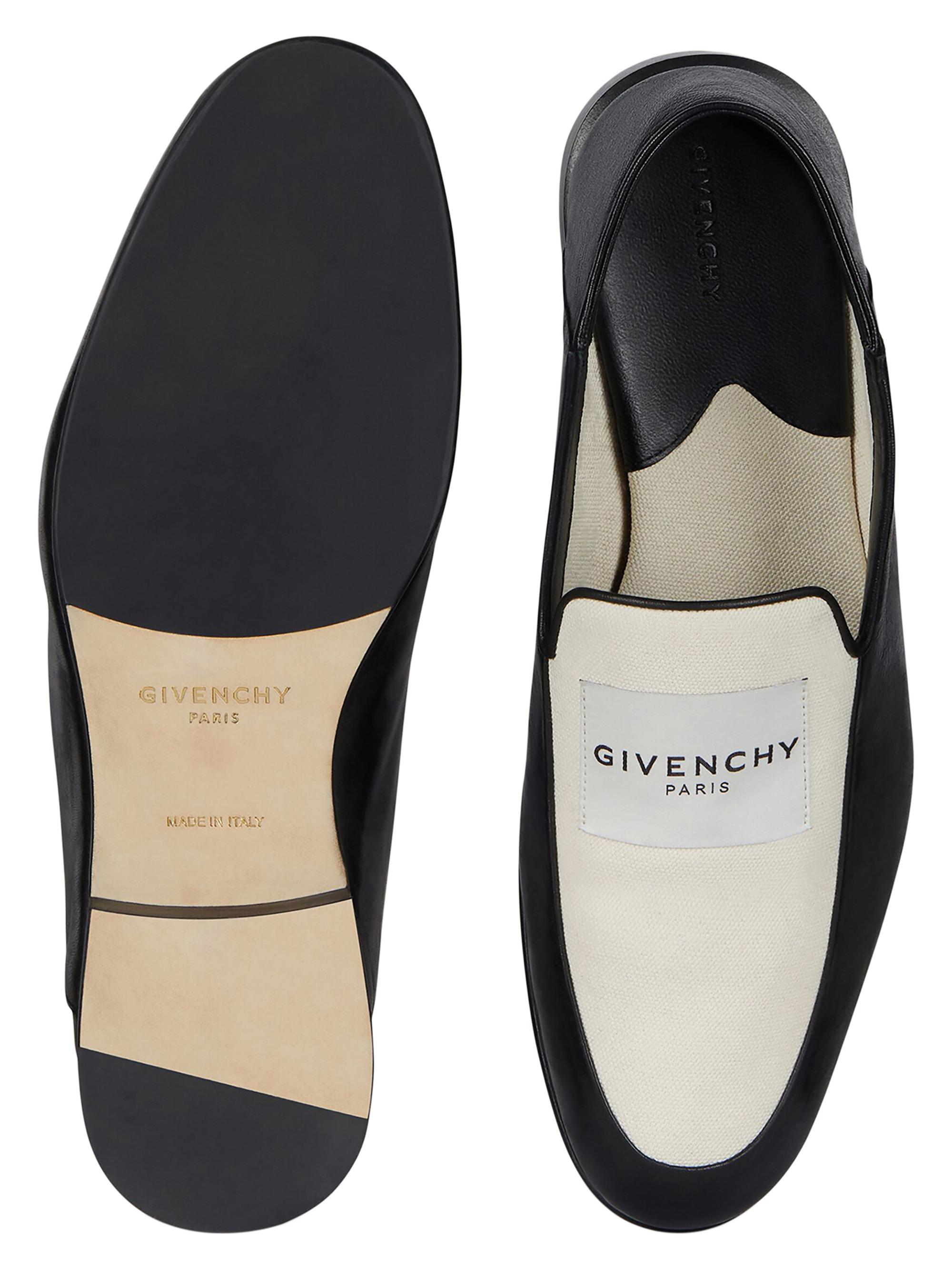 Givenchy Label Loafers in Shiny Leather and Canvas | Saks Fifth Avenue