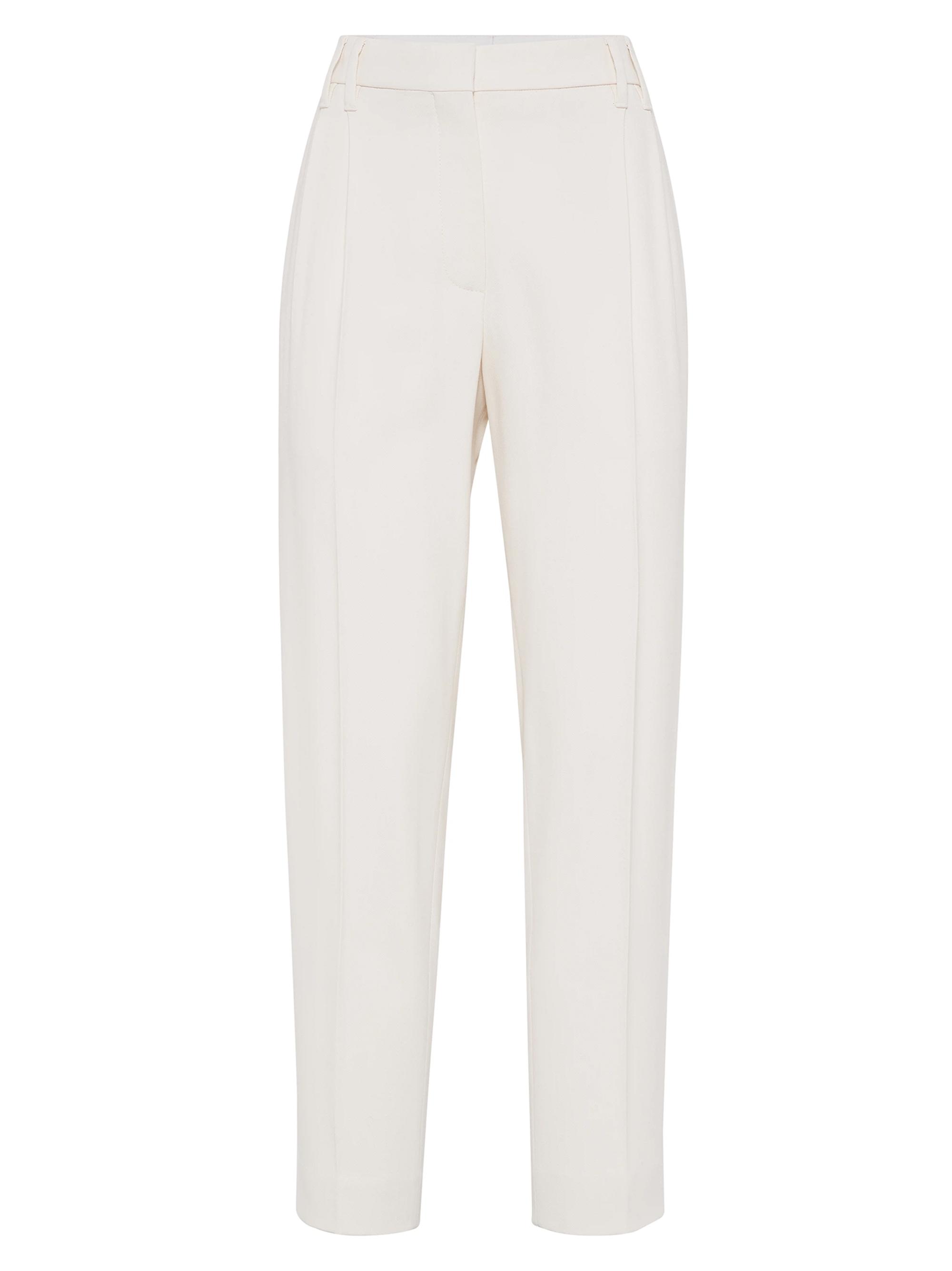 Brunello Cucinelli Women's Comfort Viscose Couture Twill Slouchy Trousers - Milk