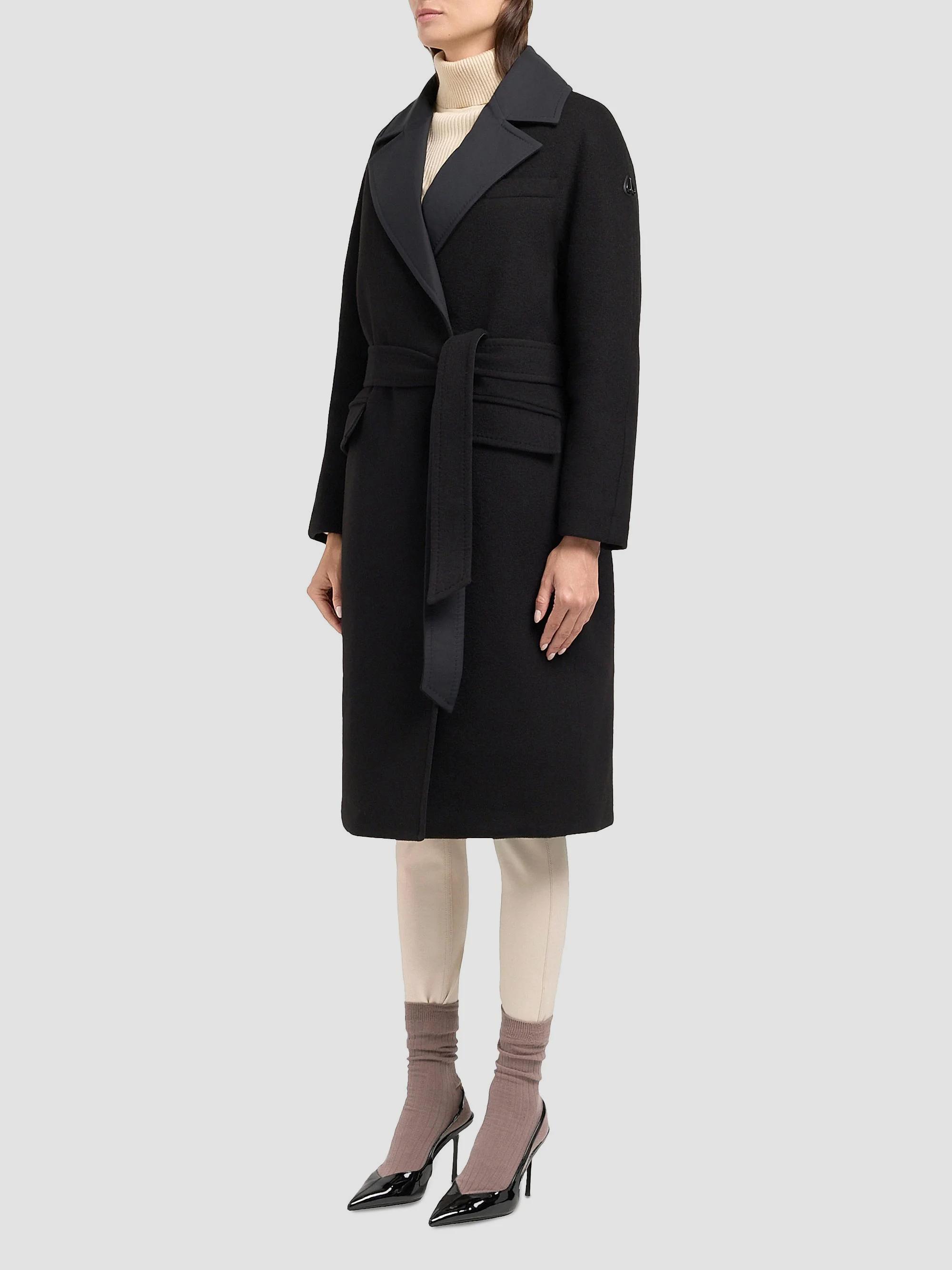 新品♡Signature Wide Lapel Mid Coat Moose Knuckles Lafleur Wool-Blend Long Down Wrap Coat | Saks Fifth