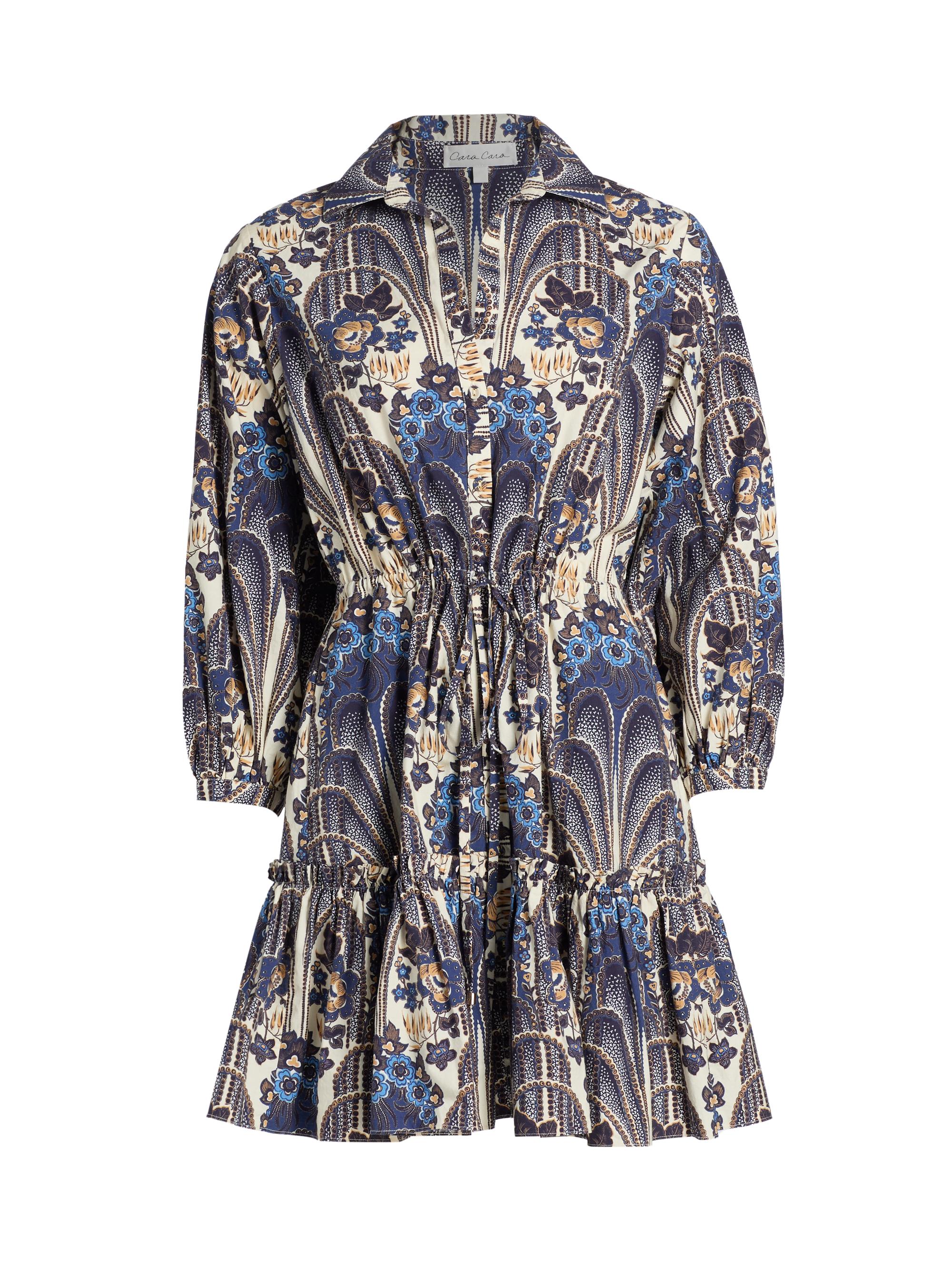 Cara Cara Women's Robin Printed Cotton Mini-Shirtdress - Fontaine Egret