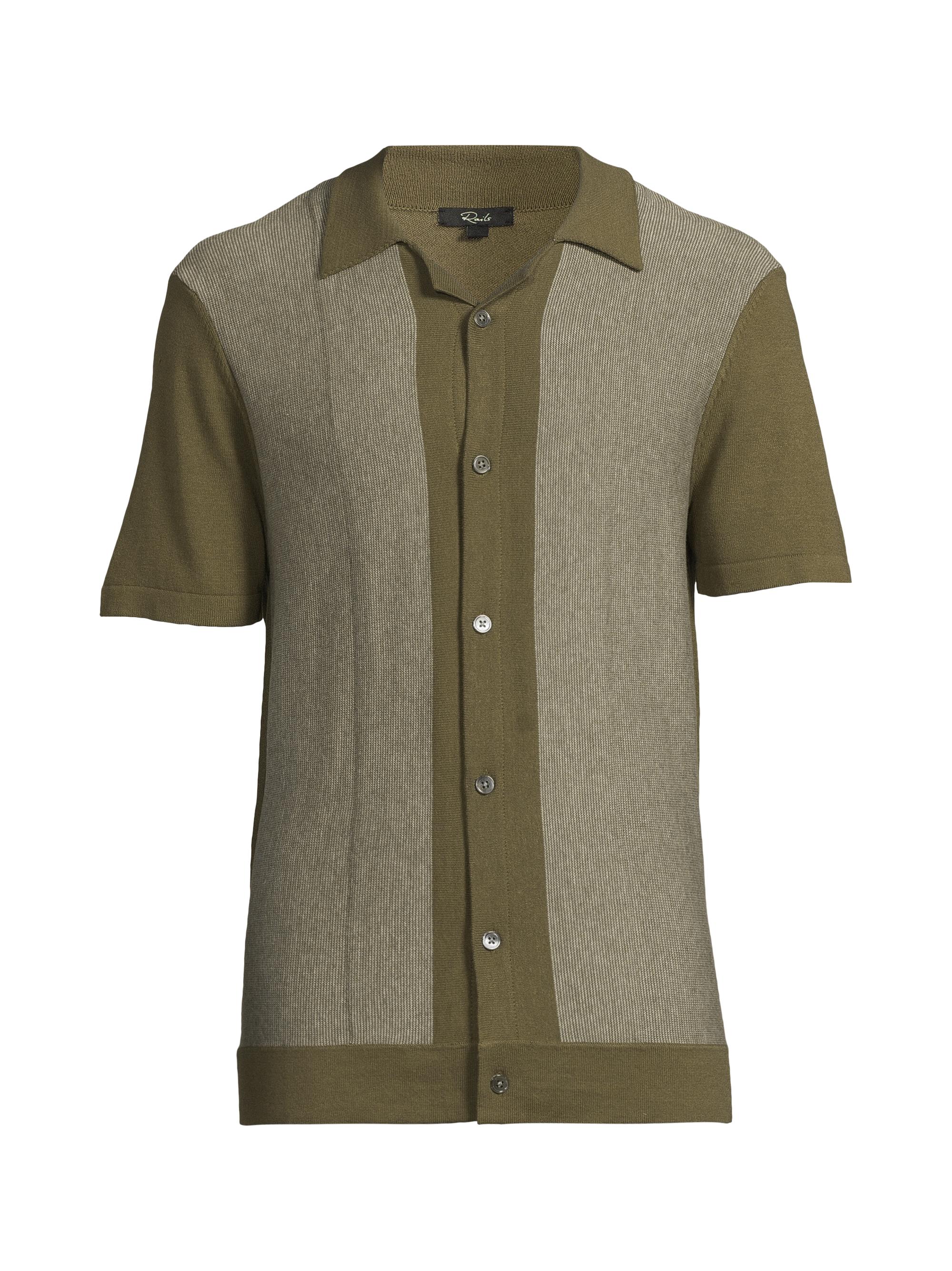 Rails Men's Silas Short-Sleeve Shirt - Olive Khaki Stripe