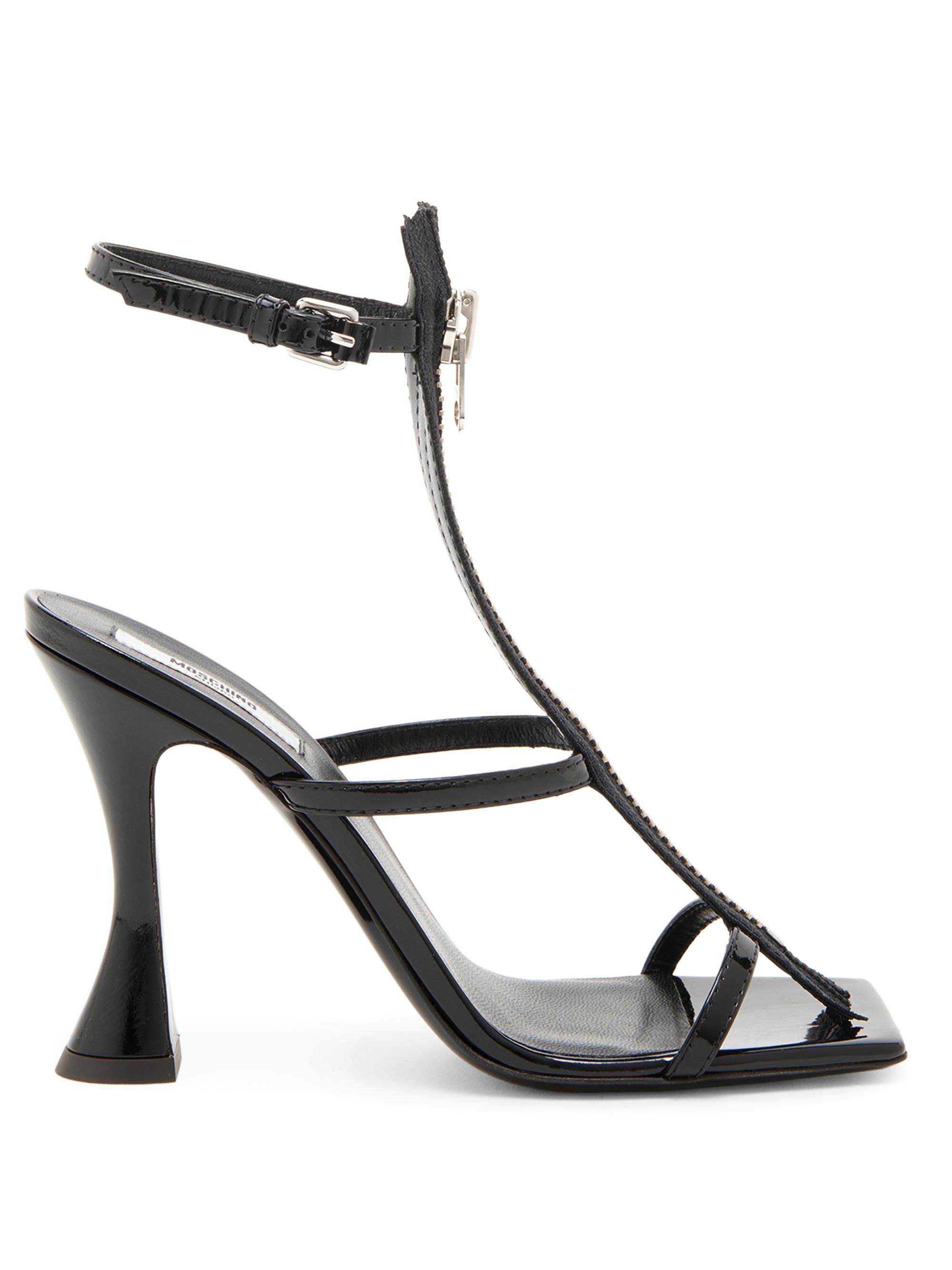 Moschino Women's 125MM Leather T-Strap Sandals - Black