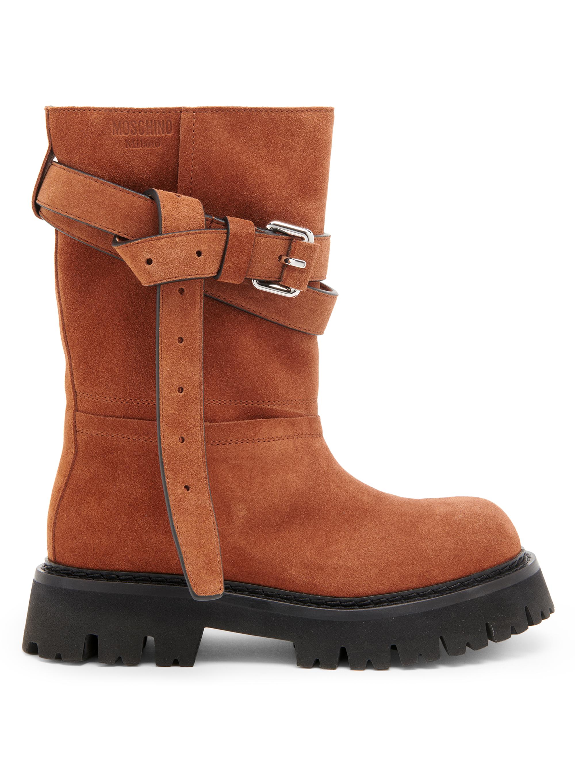 Fendi FF Logo Shearling-Lined Suede Ankle Boots | Saks Fifth Avenue
