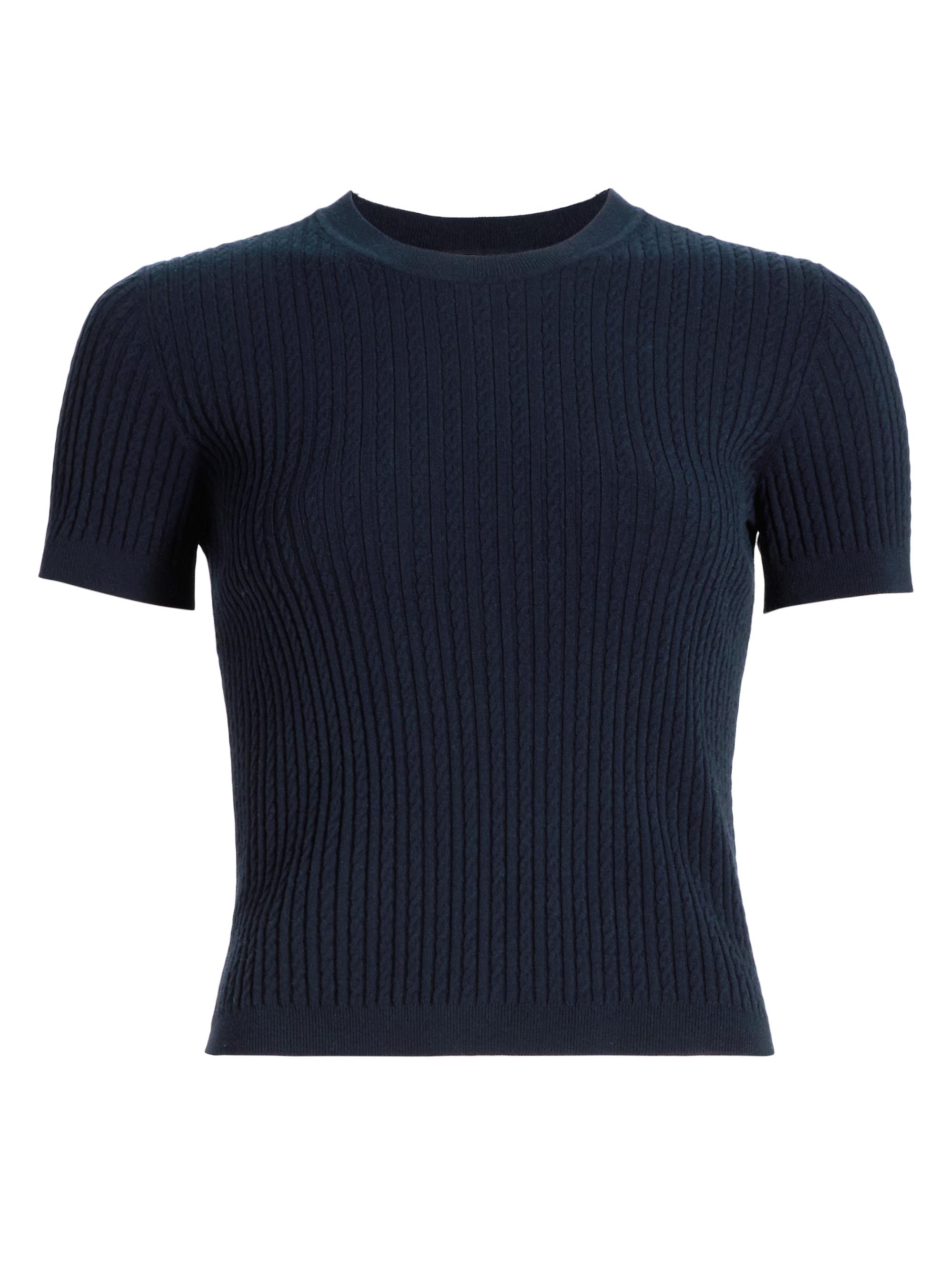 FRAME Women's Fine Knit Short-Sleeve Top - Navy