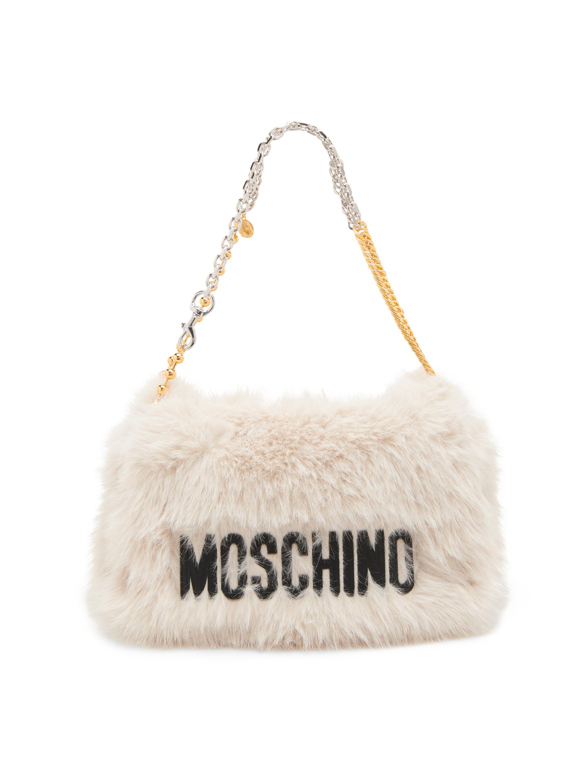 Moschino Women's Faux-Fur Shoulder Bag - White Black