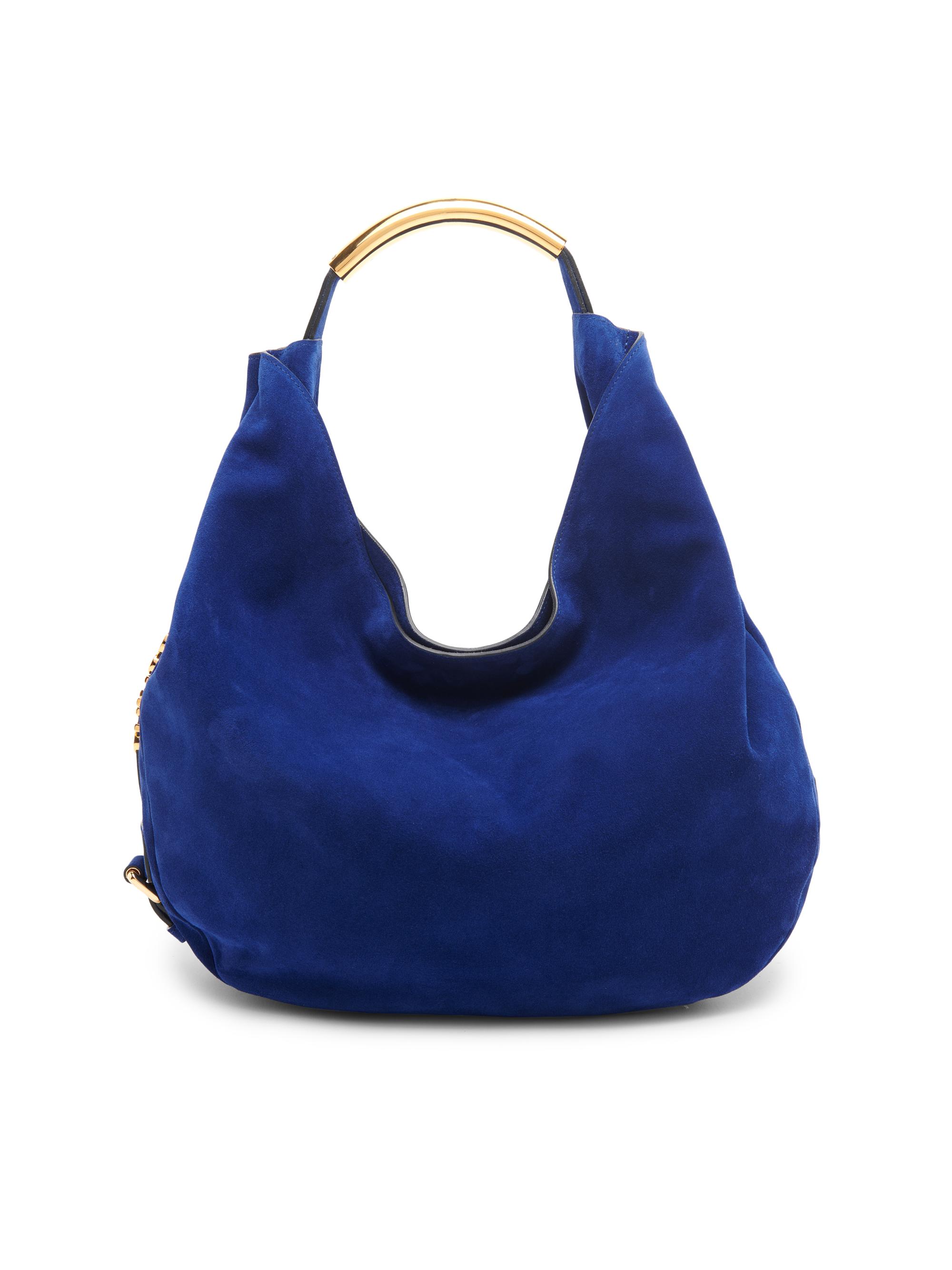 Moschino Women's Handle Me  Suede Shoulder Bag - Blue