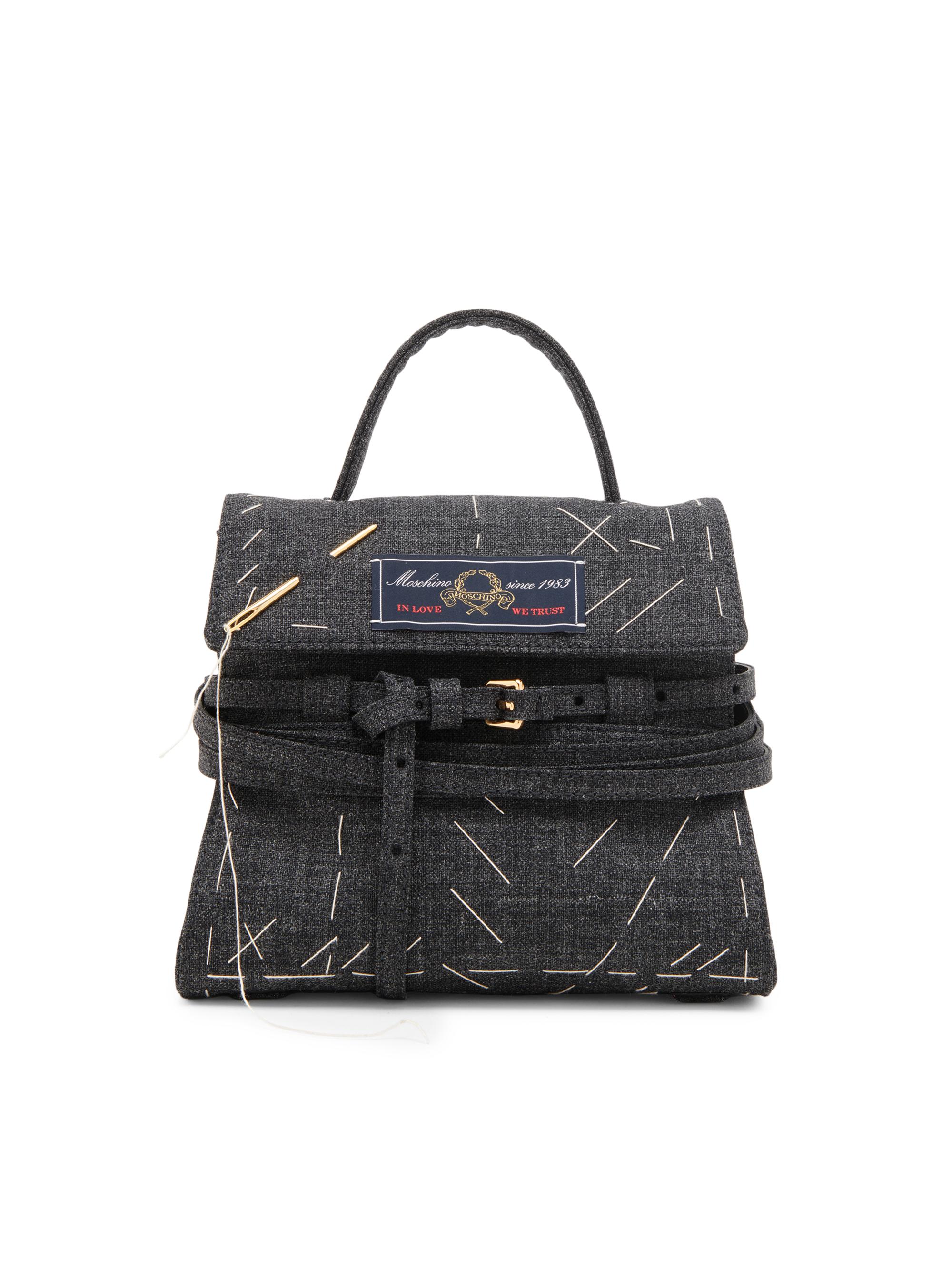 ☆最終SALE☆ MOSCHINO ブラックベルベットバッグ Moschino Mini Tie Me Topstitch Wool-Blend Top Handle Bag | Saks