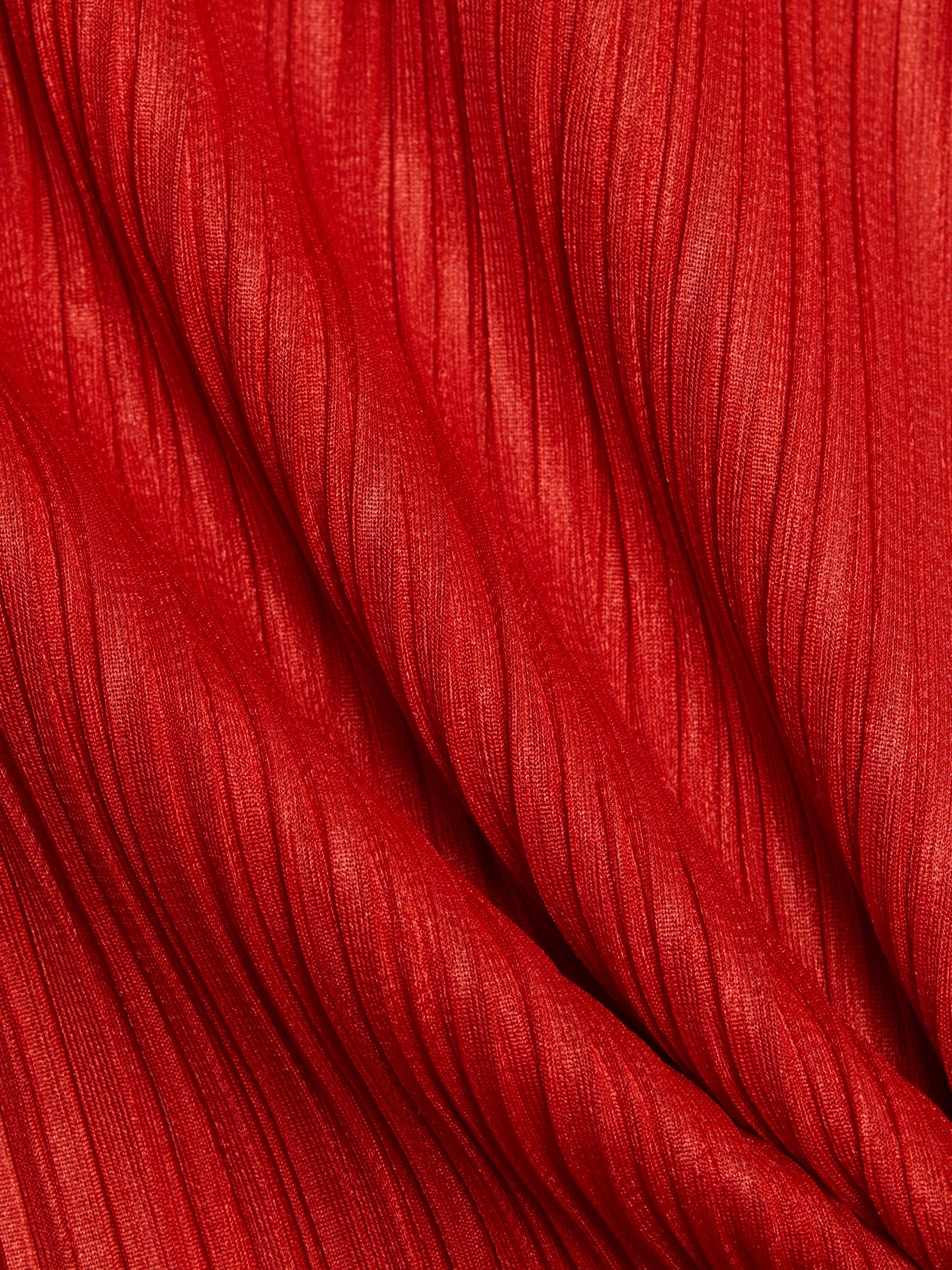 イッセイミヤケ　PLEATS PLEASE　フリンジ付カーディガン　ボレロ　赤 Pleats Please Issey Miyake Monthly Colors: July Plissé Cardigan