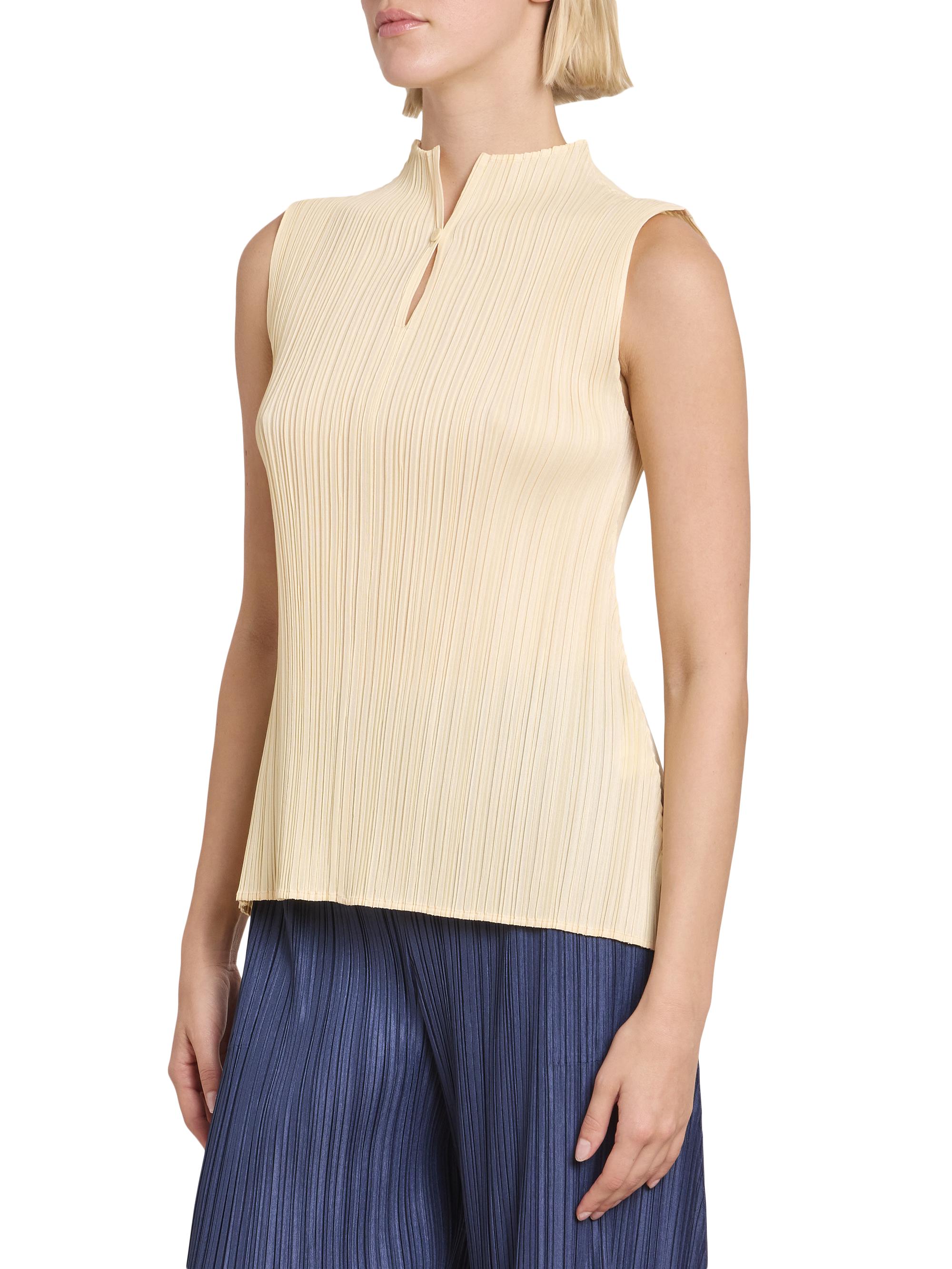 カットソー(半袖/袖なし) PLEATS PLEASE ISSEY MIYAKE PP05FK105 ISSEY MIYAKE Pleats Please Sleeveless Top Indigo Blue Size 3 from