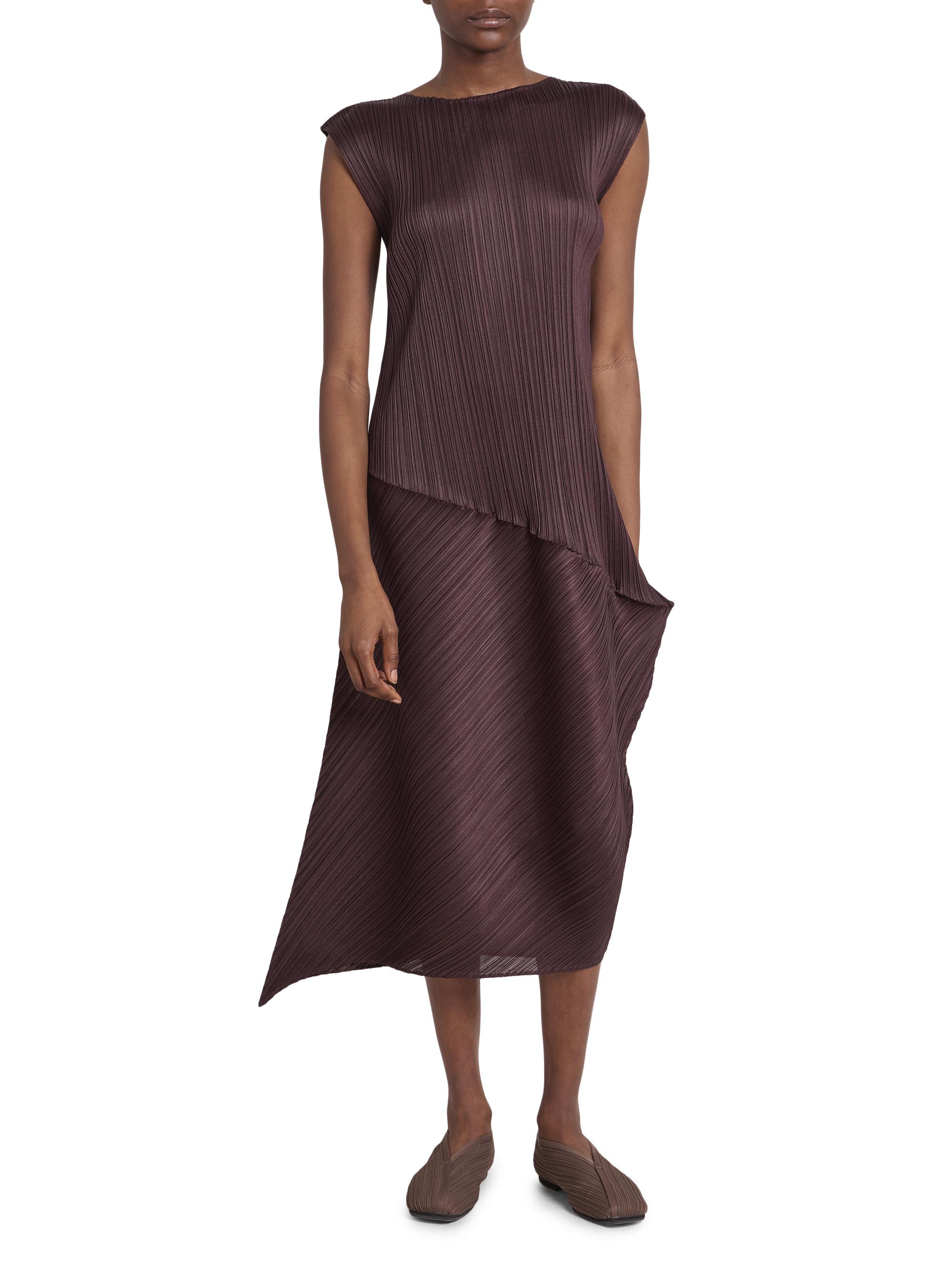 Pleats Please Issey Miyake Leap Pleated Asymmetric Midi-Dress