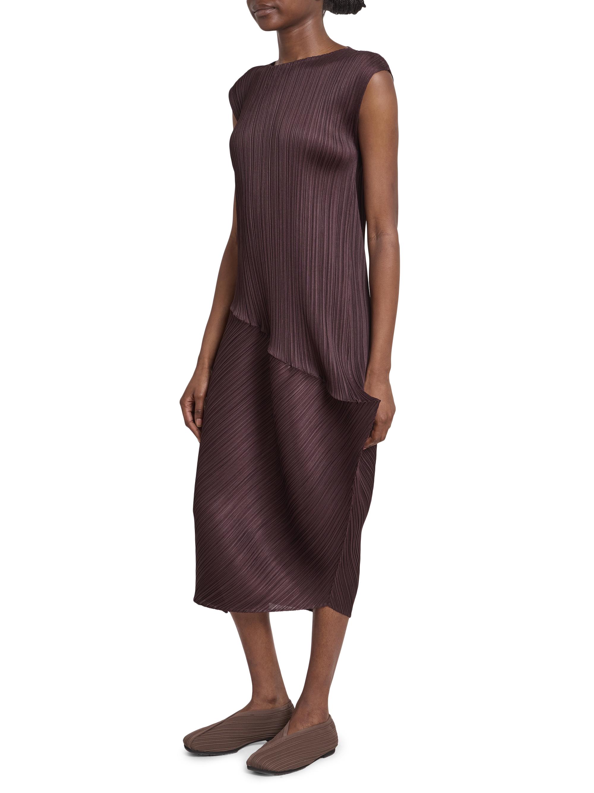 Pleats Please Issey Miyake Leap Pleated Asymmetric Midi-Dress