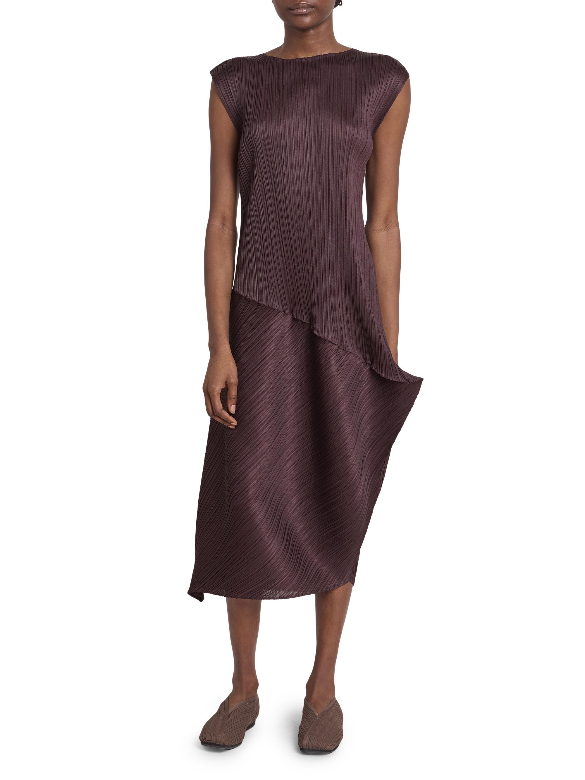 Pleats Please Issey Miyake Leap Pleated Asymmetric Midi-Dress