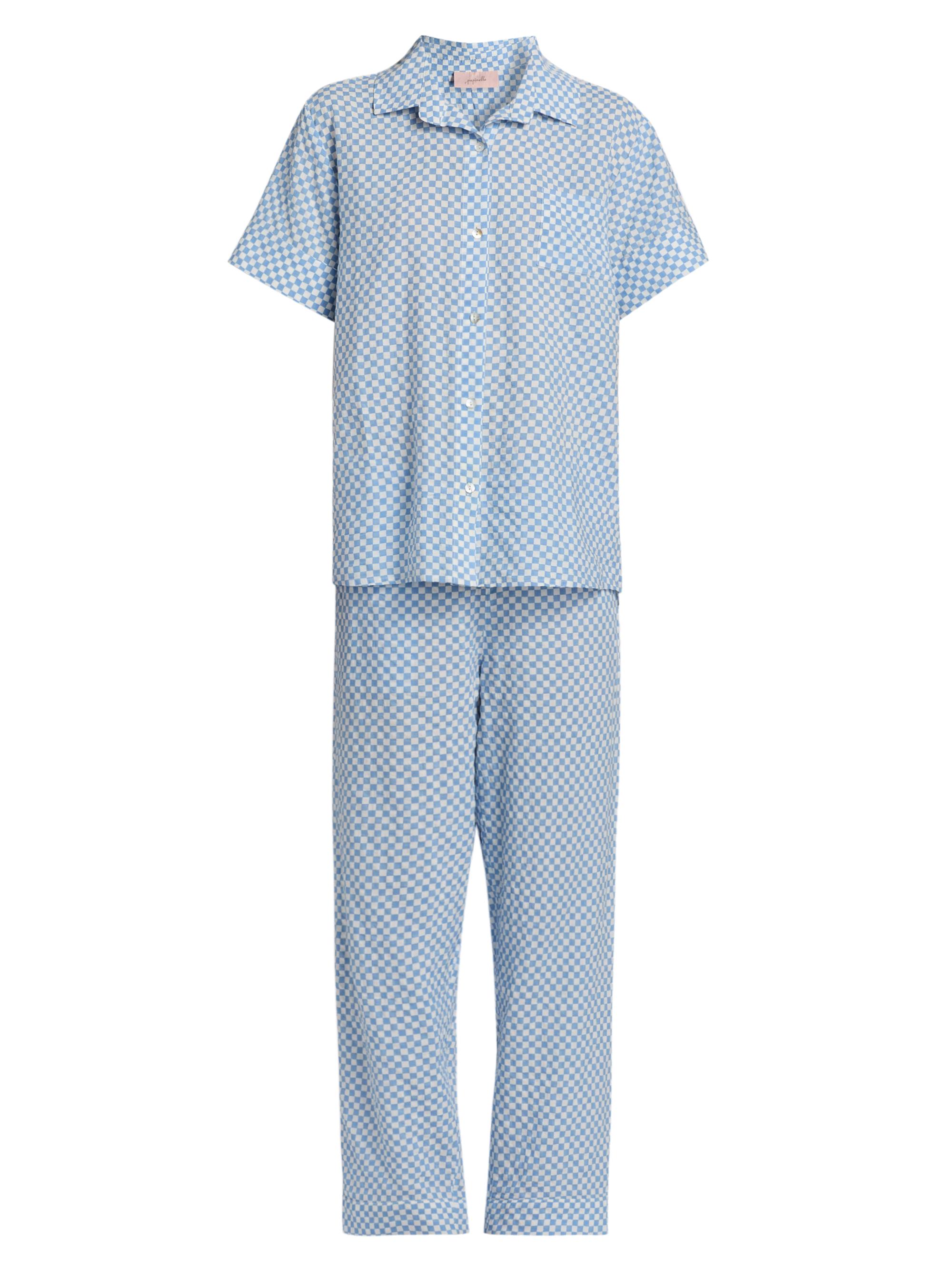 Papinelle Women's Anais Checked Cotton-Blend Pajamas - Clear Sky