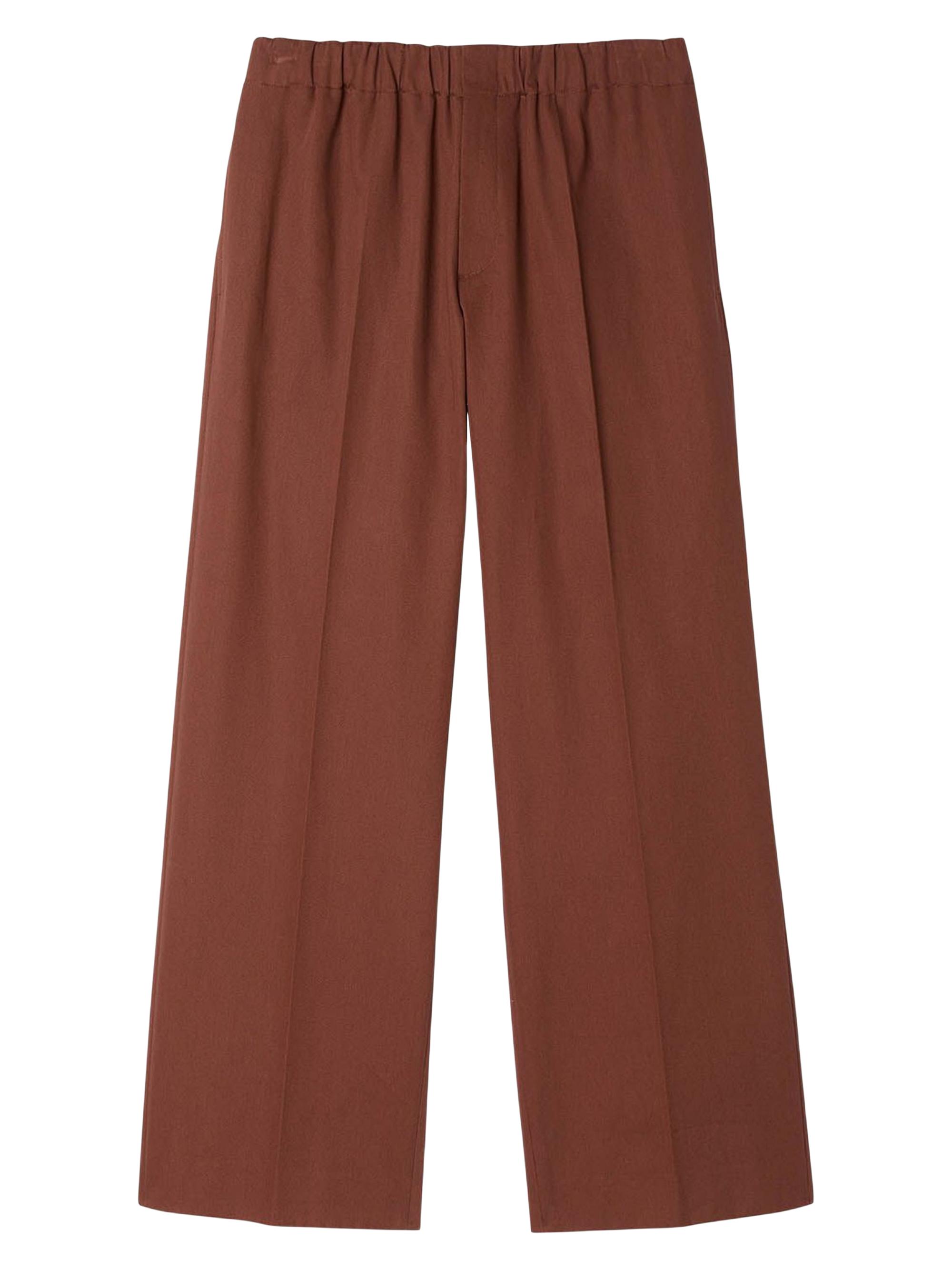 Sandro Men's Elasticated Wide-Leg Cotton Trousers - Terra