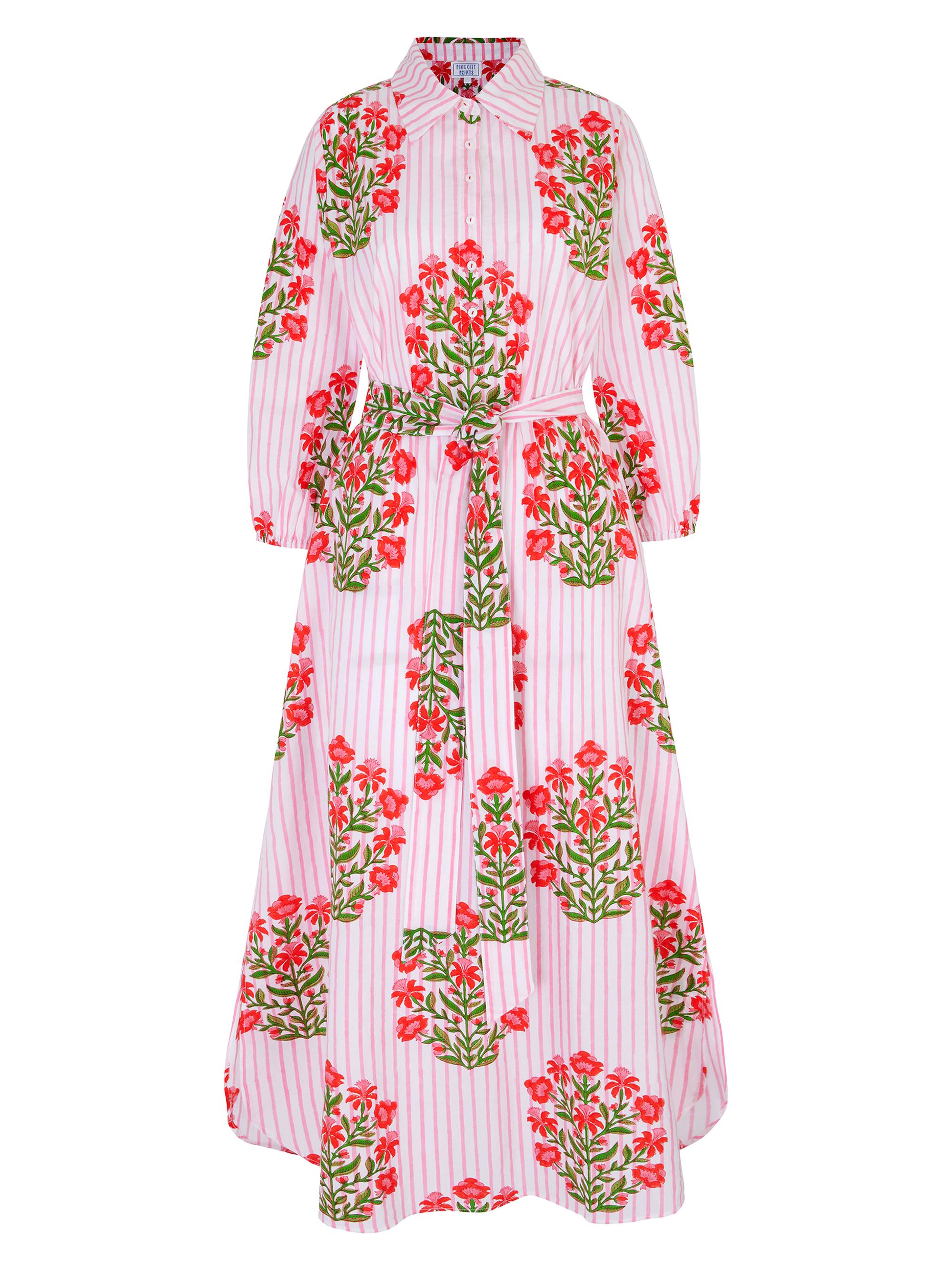 Pink City Prints Women's Poppy Stripe Corfu Dress - Pink