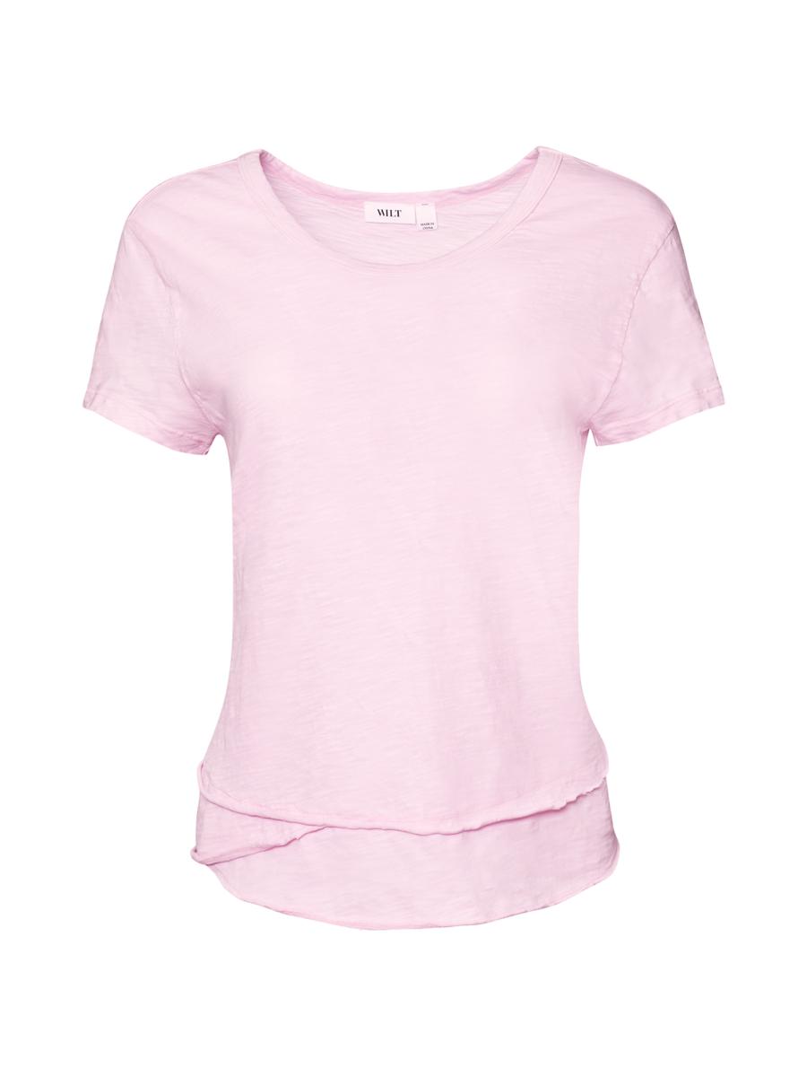 Wilt Women's Mock Layer Raw Hem Tee In Pink