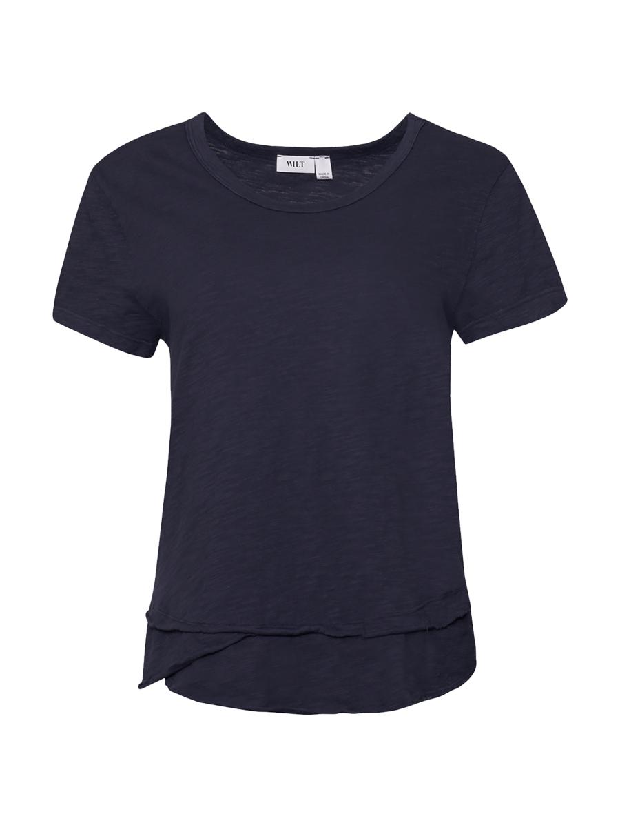 Wilt Women's Mock Layer Raw Hem Tee In Blue