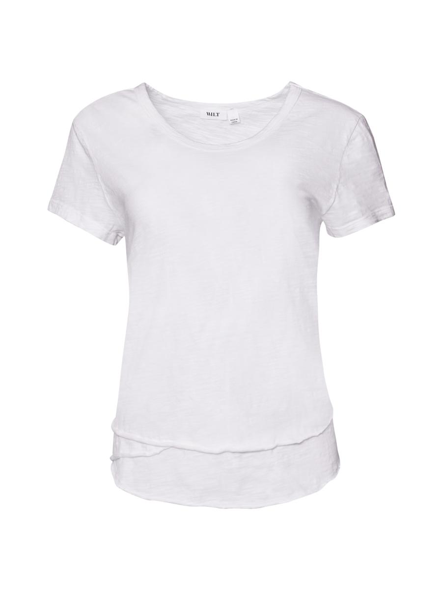 Wilt Women's Mock Layer Raw Hem Tee In White