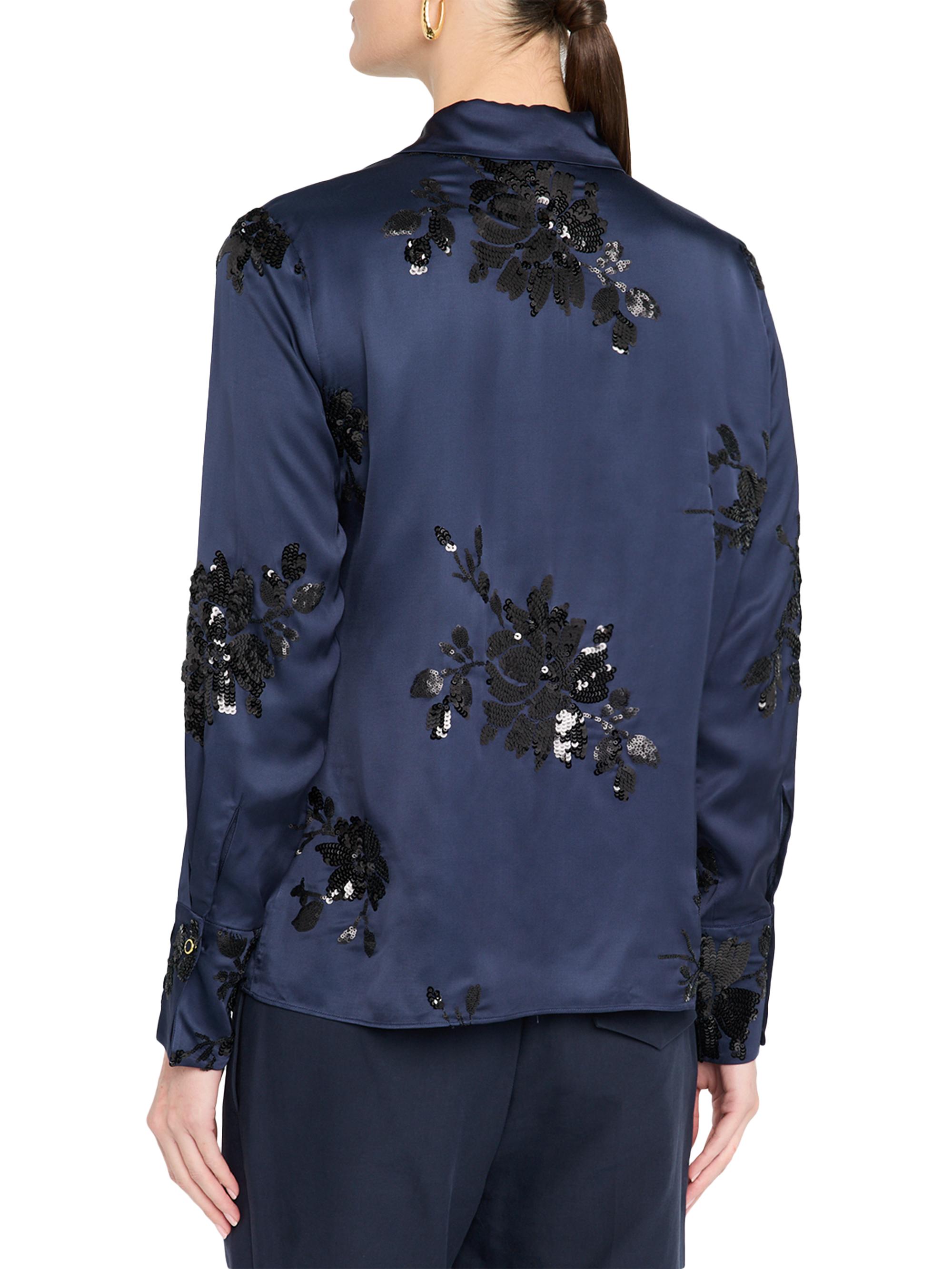 Ramy Brook Sara Floral Sequin-Embellished Satin Blouse | Saks