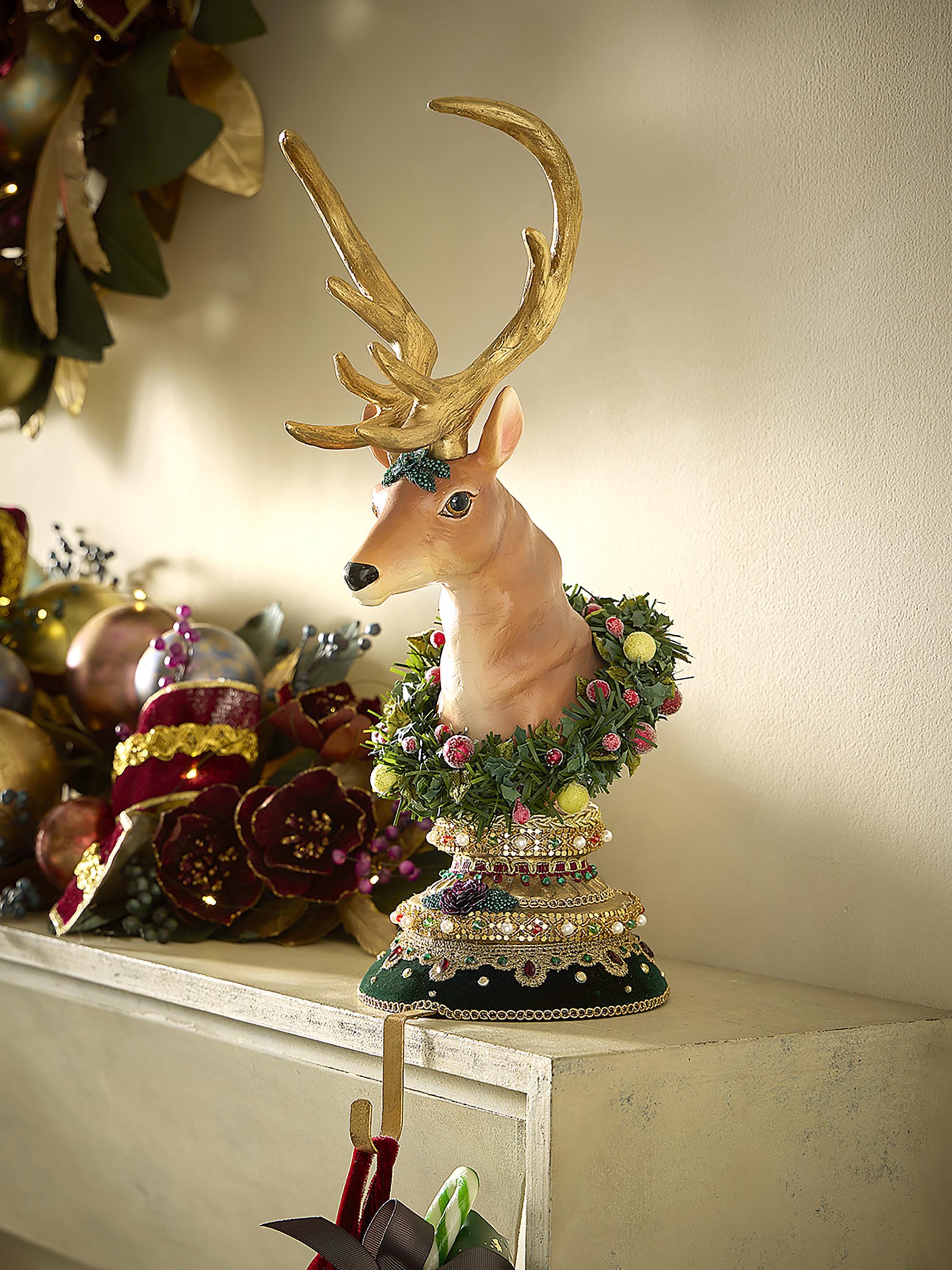 Katherine's Collection Winter Balsam & Berry Deer Stocking Holder