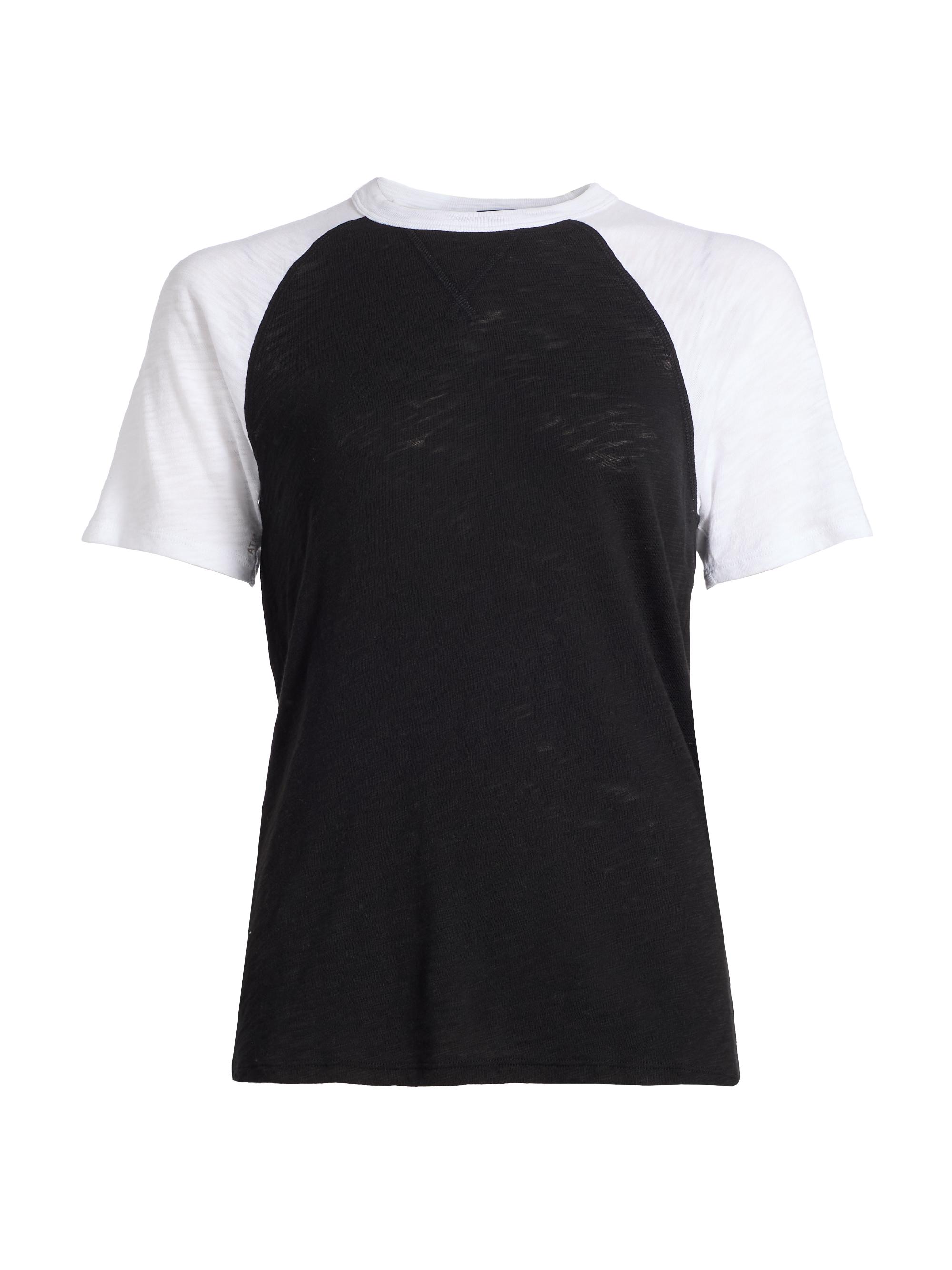 ATM Anthony Thomas Melillo Women's Slub Jersey Schoolboy Baseball T-Shirt - Black White