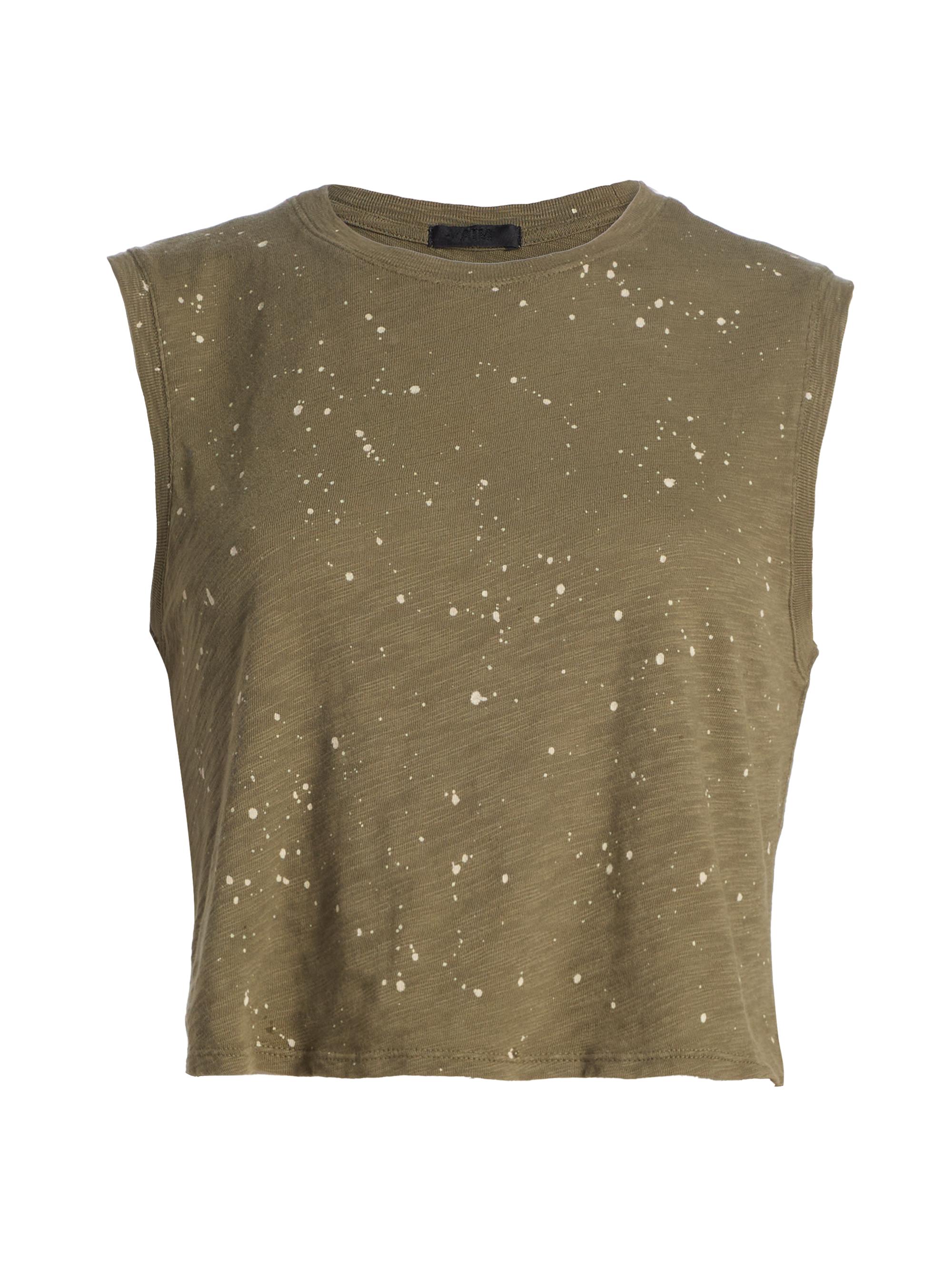 ATM Anthony Thomas Melillo Women's Paint Splatter Cropped Sleeveless Top - Army Faded Dune