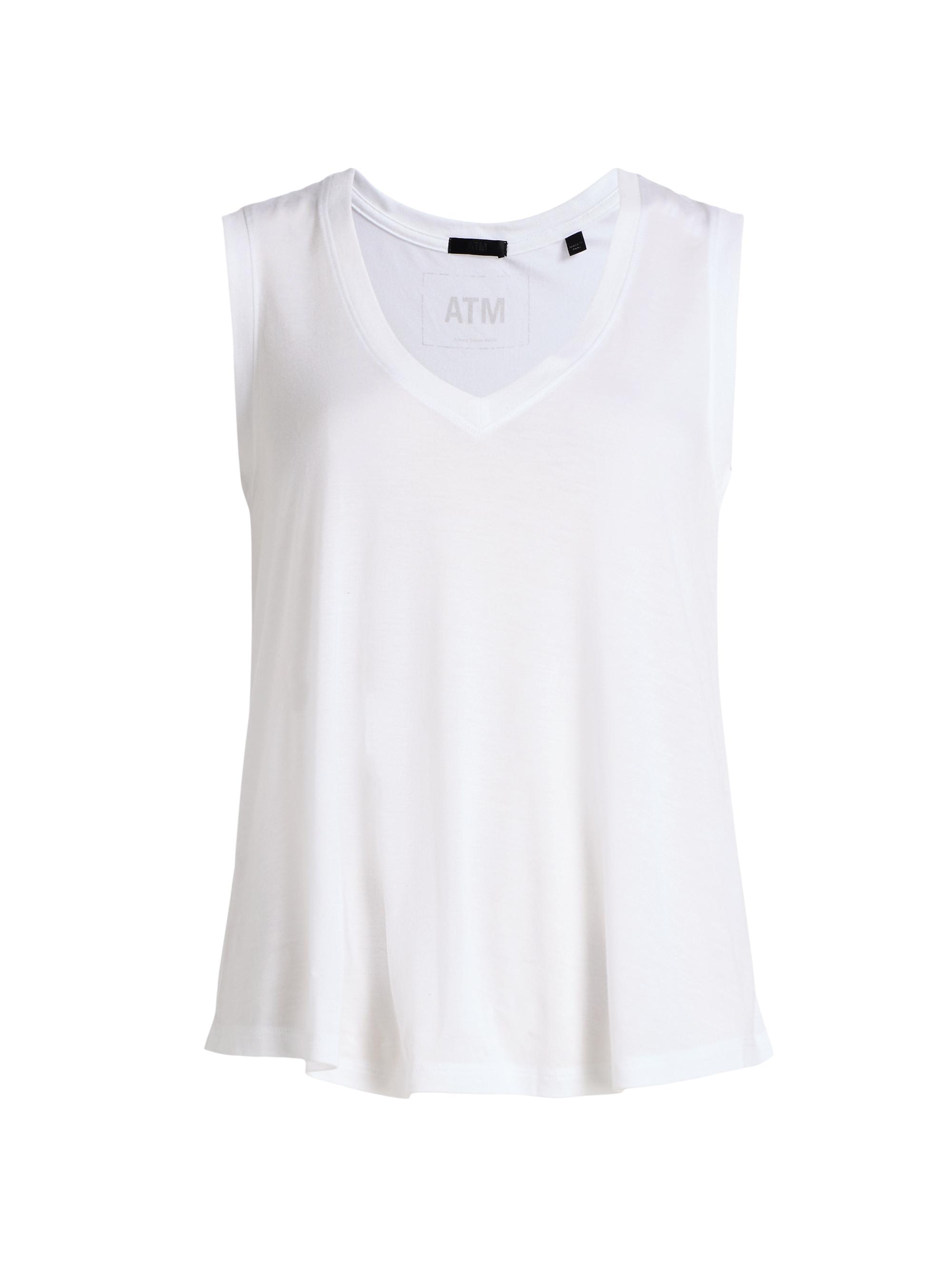 ATM Anthony Thomas Melillo Women's Cotton Jersey V-Neck Tank Top - White