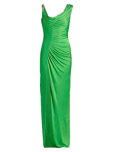 white christmas dresses Vintage 1992 Gianni Versace Beaded 'Seashell' Print Silk Hourglass Gown
