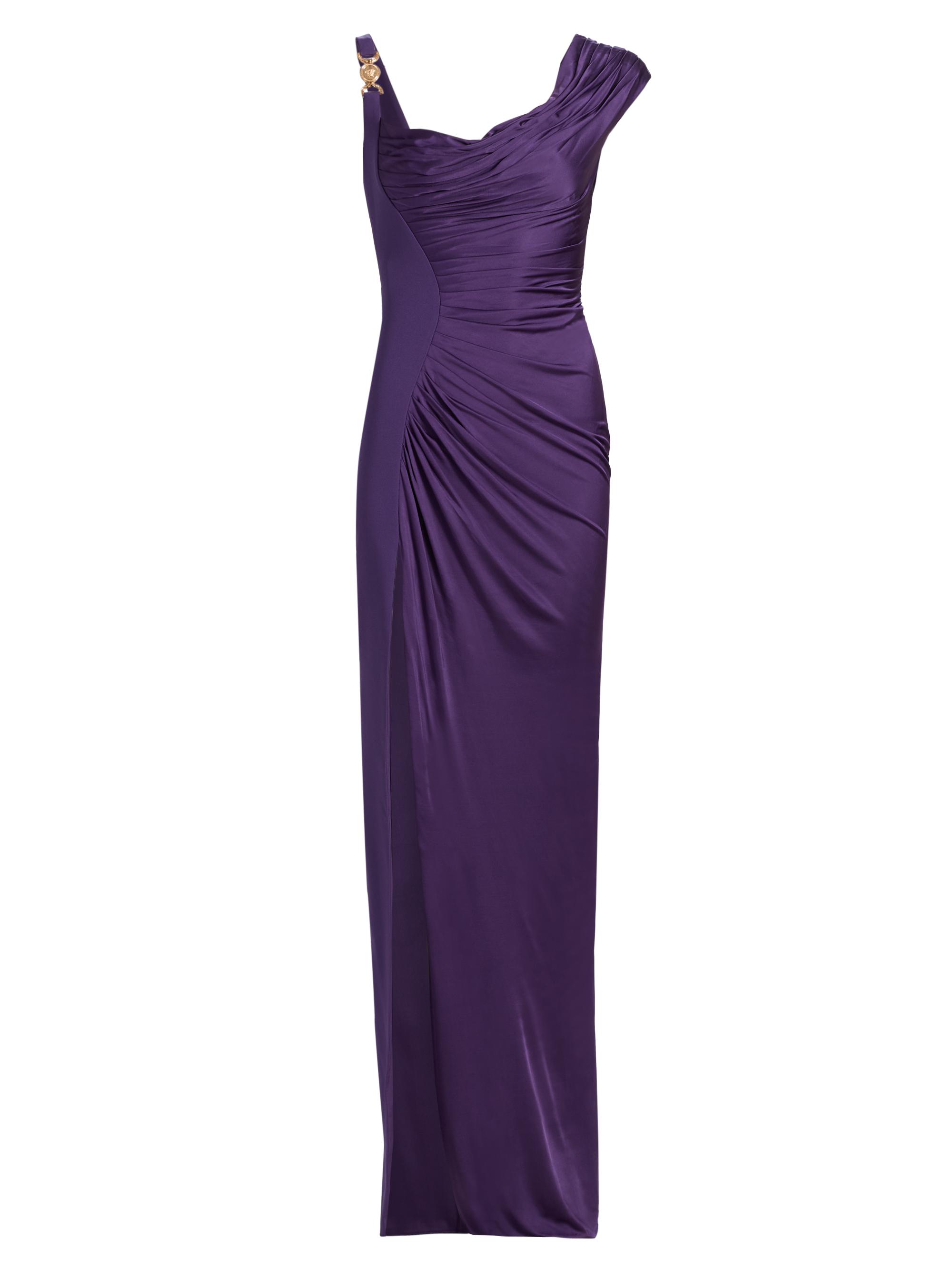 Versace Women's Gathered Jersey Column Gown - Blackberry