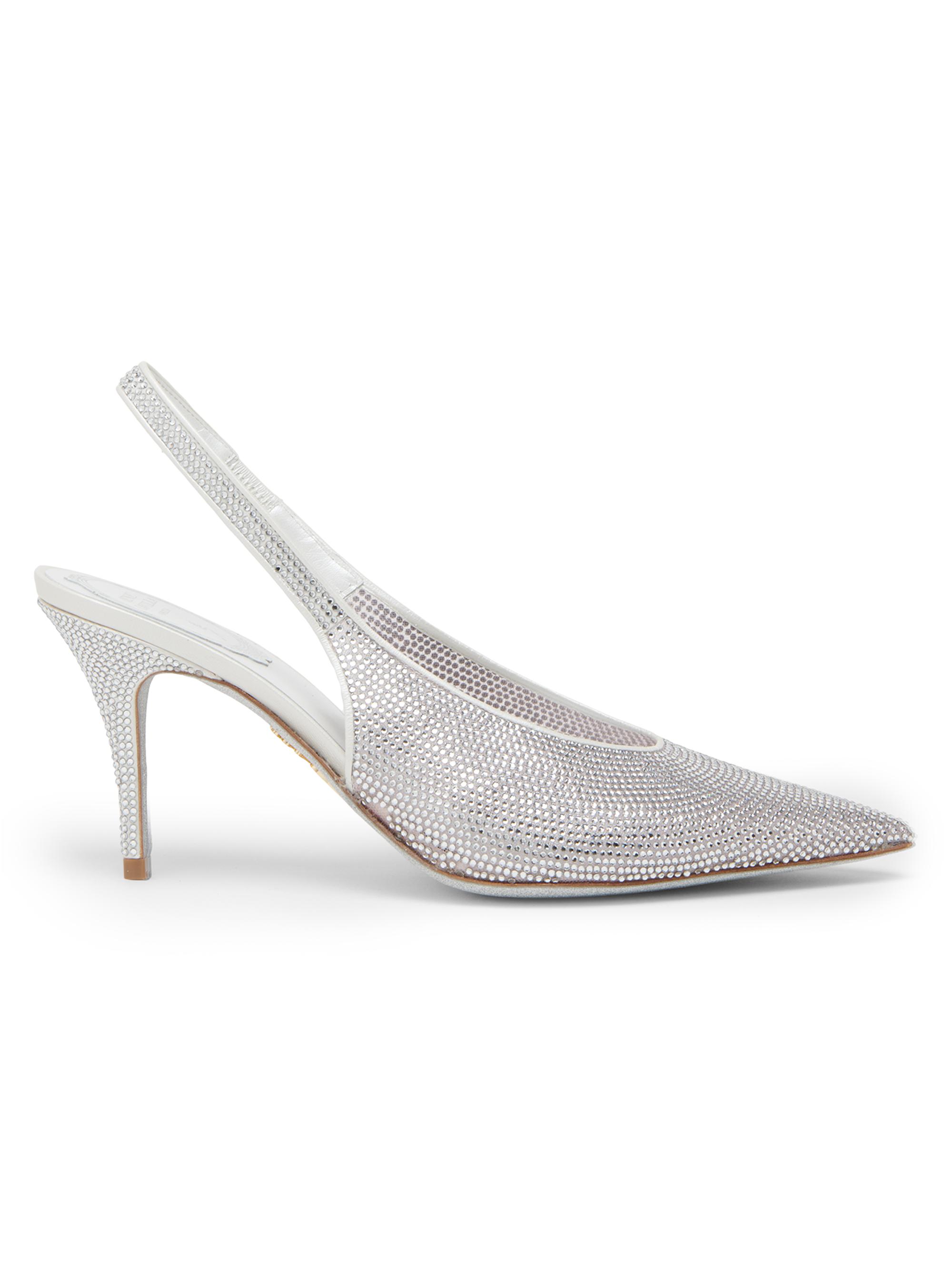 Rene Caovilla Women's 80MM Embellished Slingback Pumps -  Net Tulle Crystal Strass