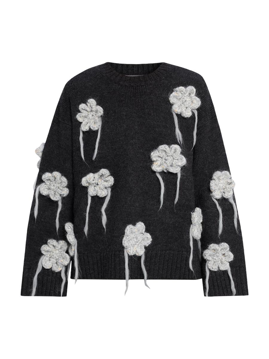 Ganni Floral Crochet Crewneck Sweater | Saks Fifth Avenue