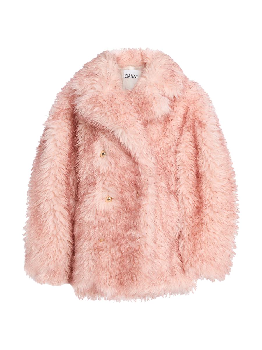 Ganni Faux-Fur Double-Breasted Coat | Saks Fifth Avenue