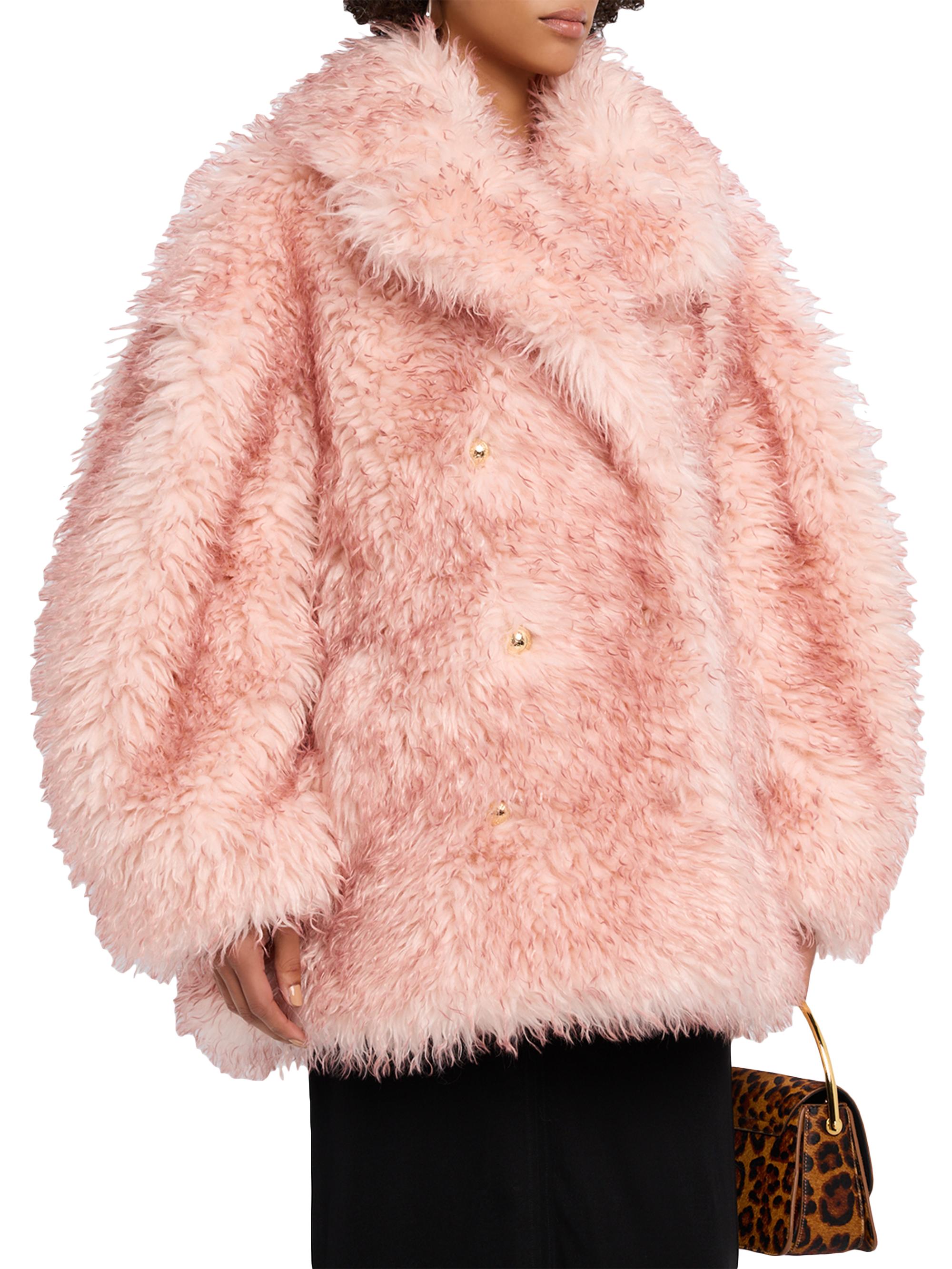 Ganni Faux-Fur Double-Breasted Coat | Saks Fifth Avenue