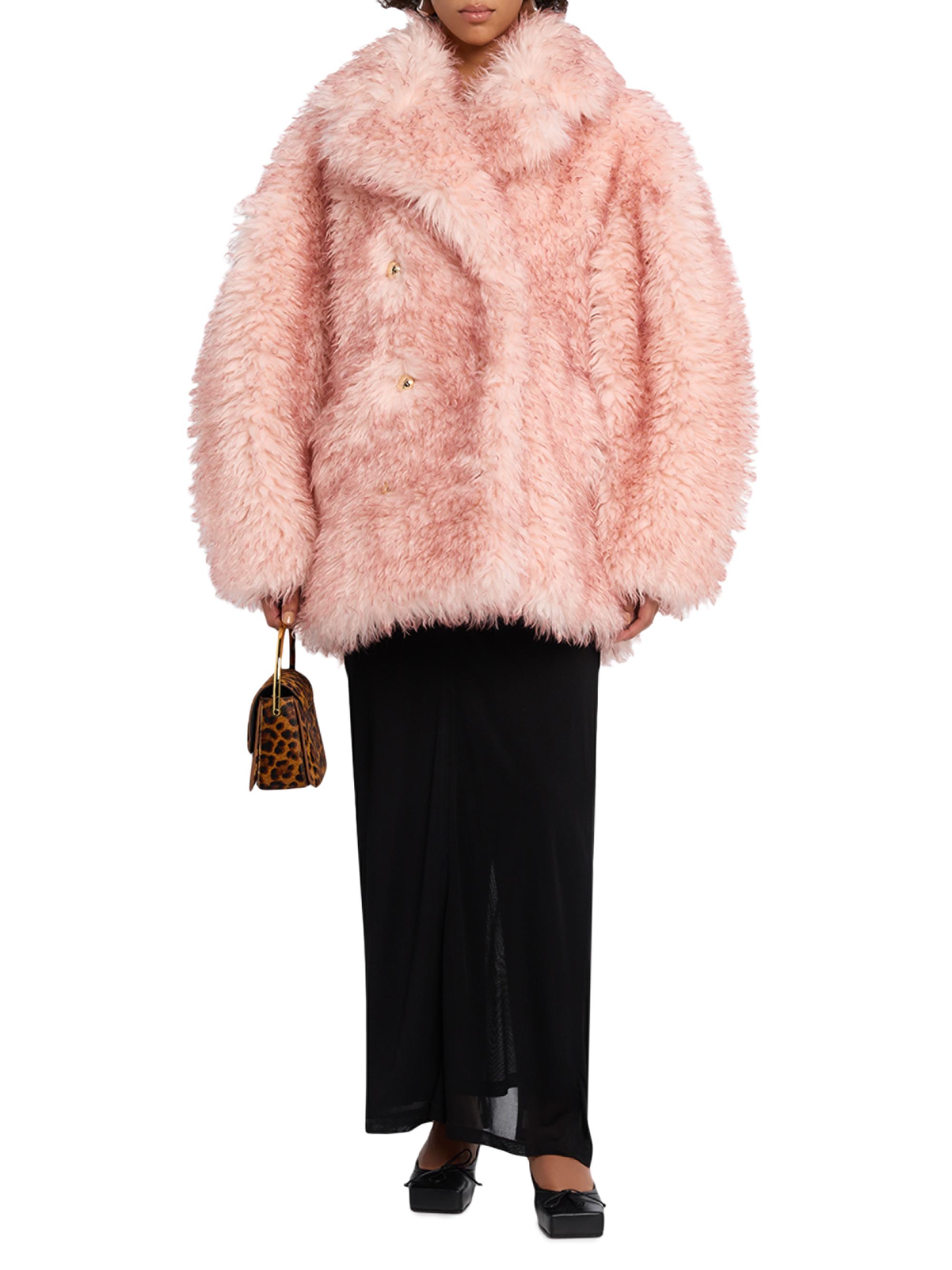Ganni Faux-Fur Double-Breasted Coat | Saks Fifth Avenue