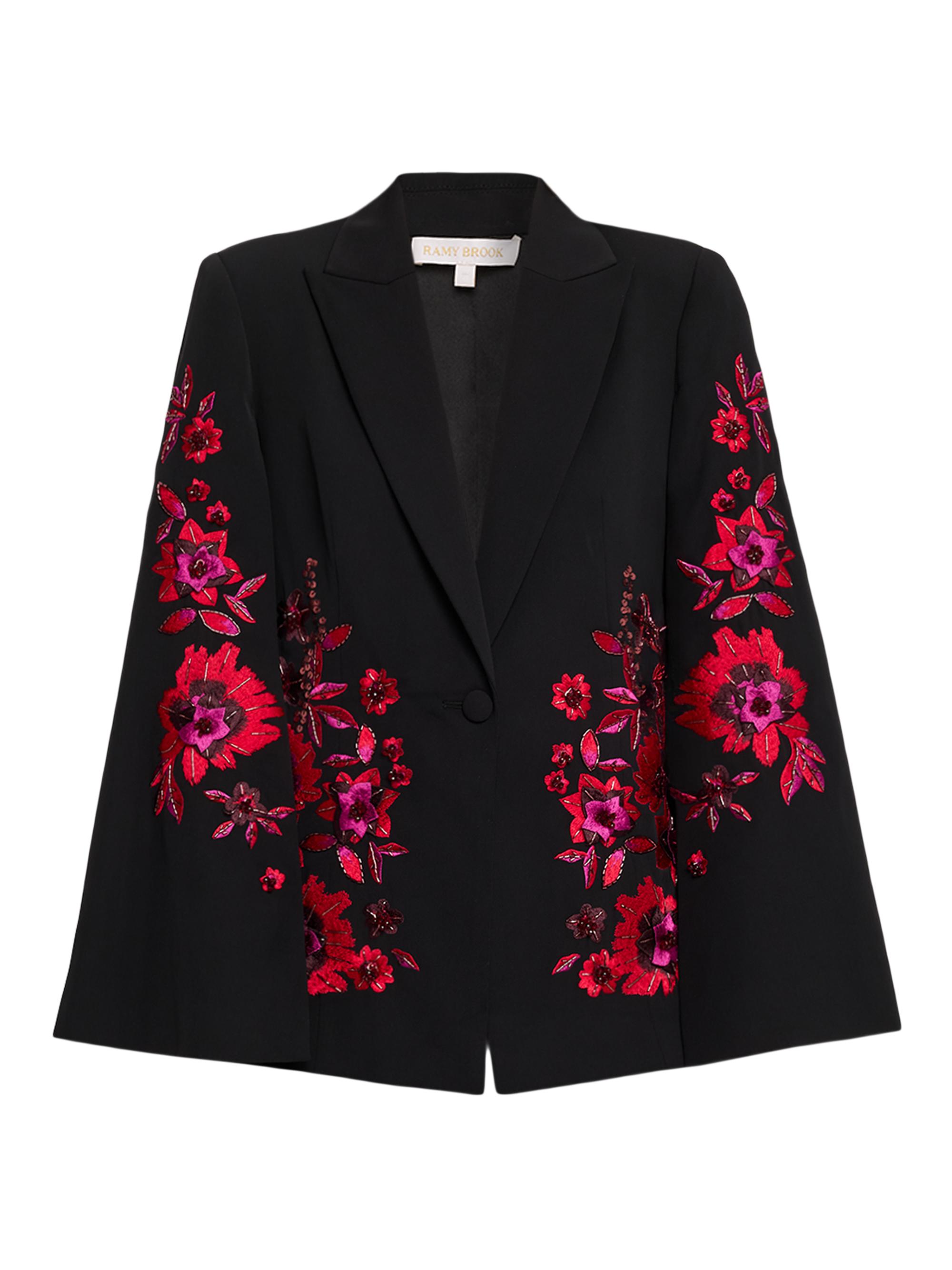 Ramy Brook Women's Lucinda Floral Blazer-Style Cape - Black