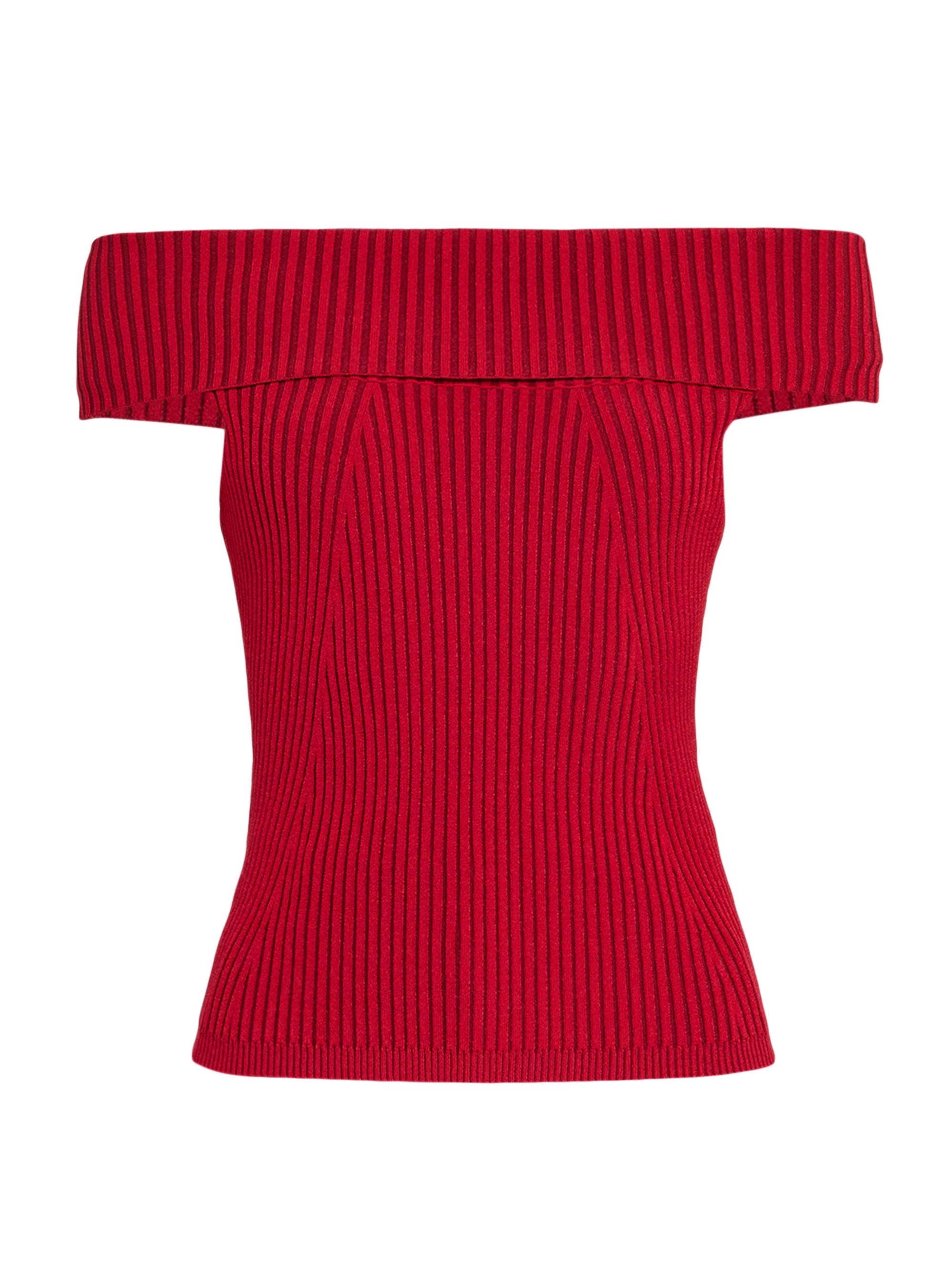 Ramy Brook Women's Luke Rib-Knit Off-the-Shoulder Top - Red