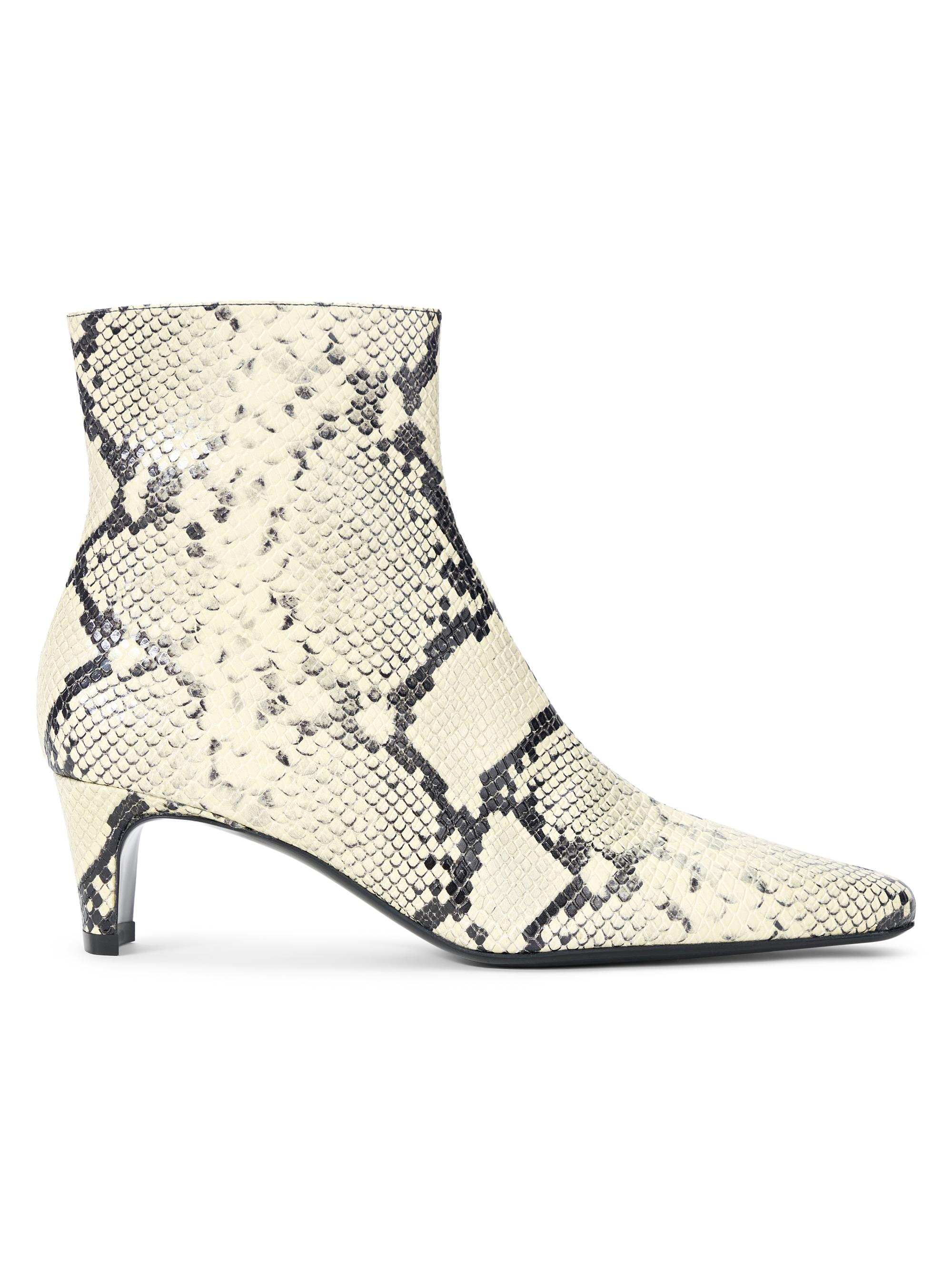 Staud Women's Wally 55MM Snake-Embossed Leather Ankle Boots - White Snake