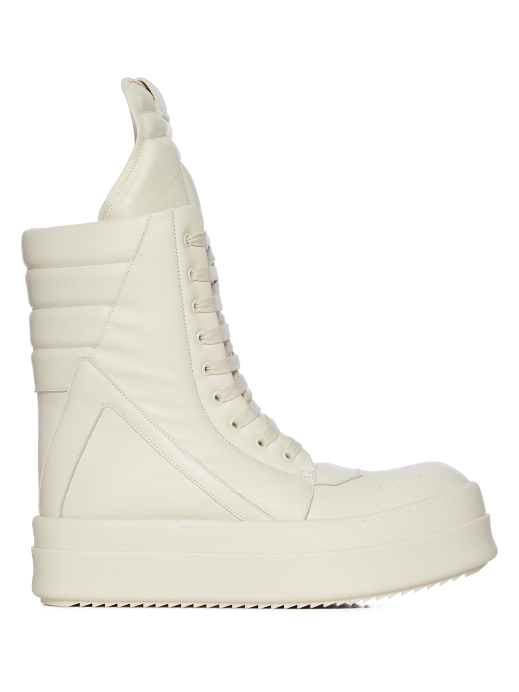 靴 Rickowens White Megalaced Geobasket Rick Owens Megageobaskets Leather Knee-High Boots | Saks Fifth Avenue