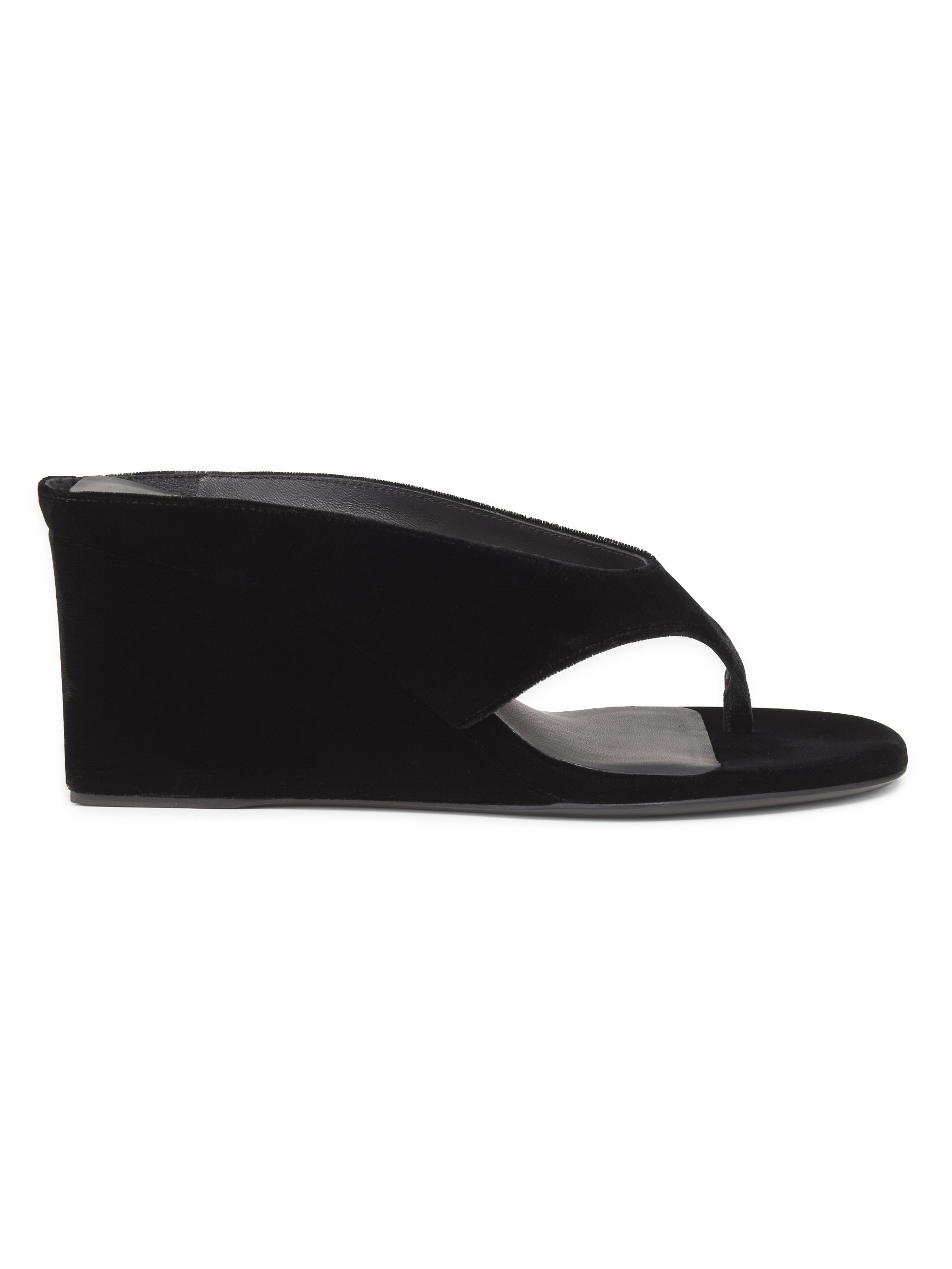 Alaïa Women's 75MM Velvet Wedge Sandals - Noir