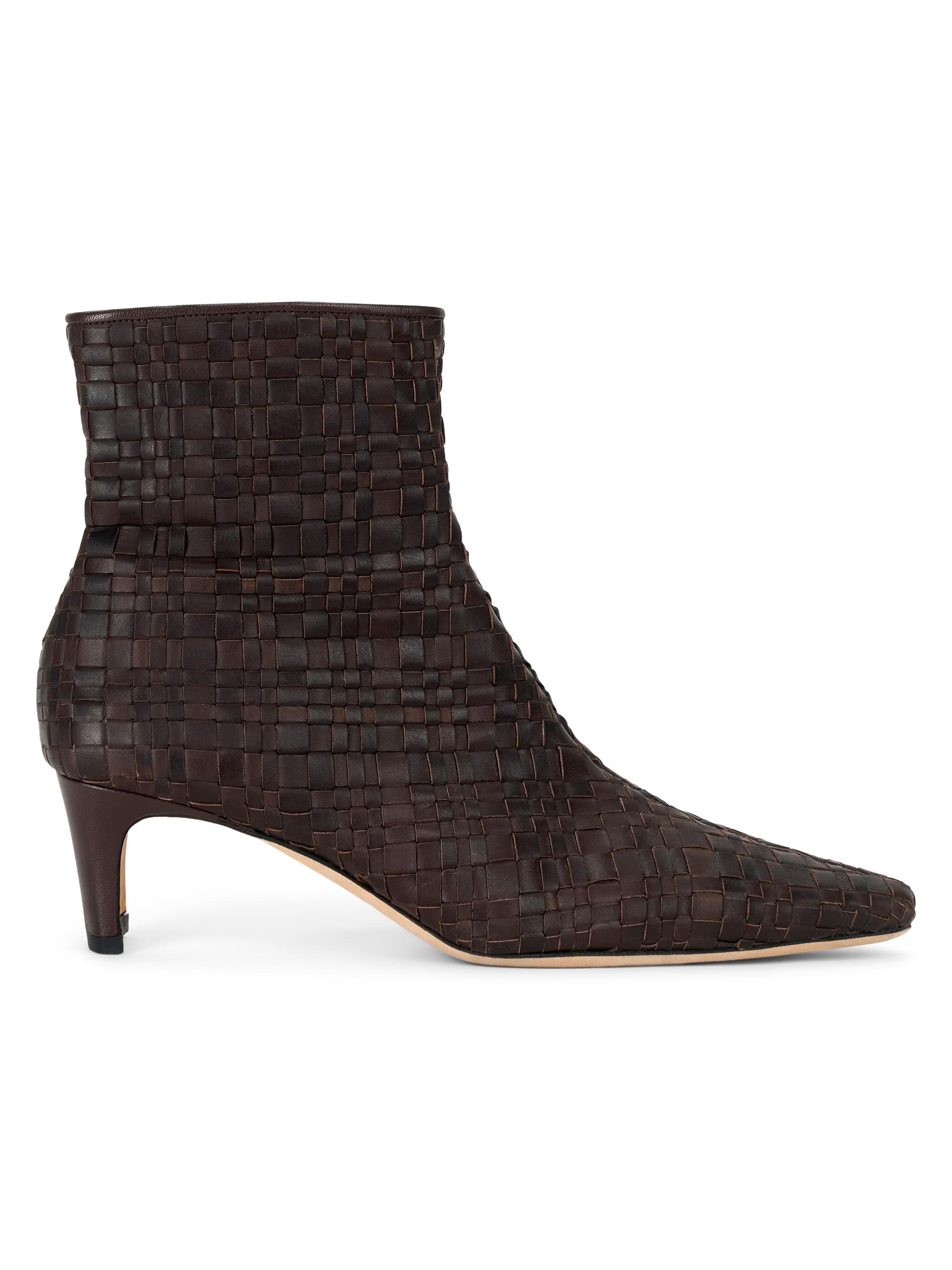 Staud Women's Wally 55MM Woven Ankle Boot - Espresso Woven
