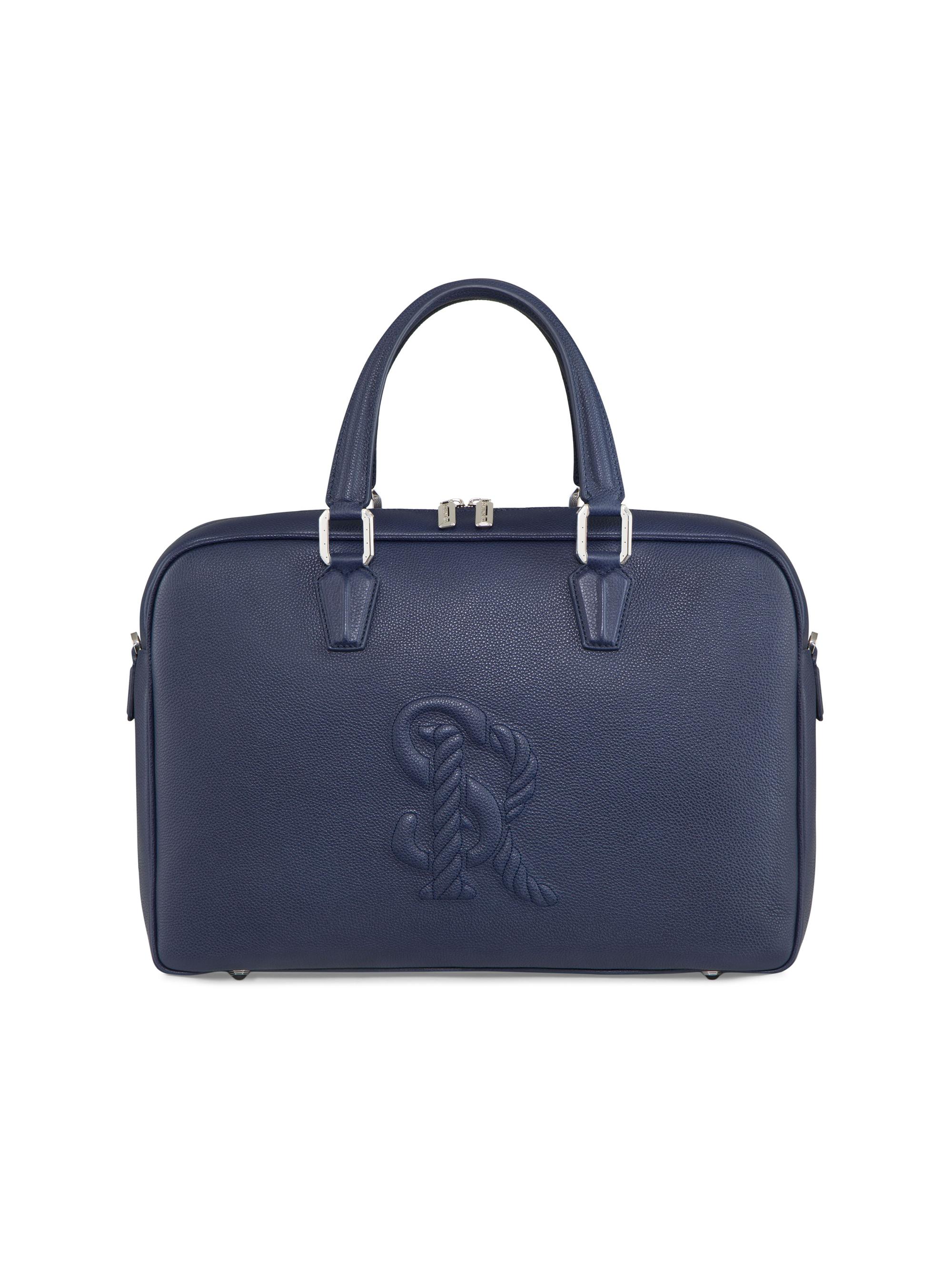 Stefano Ricci Men's Handmade Calfskin Leather Business Bag - Navy