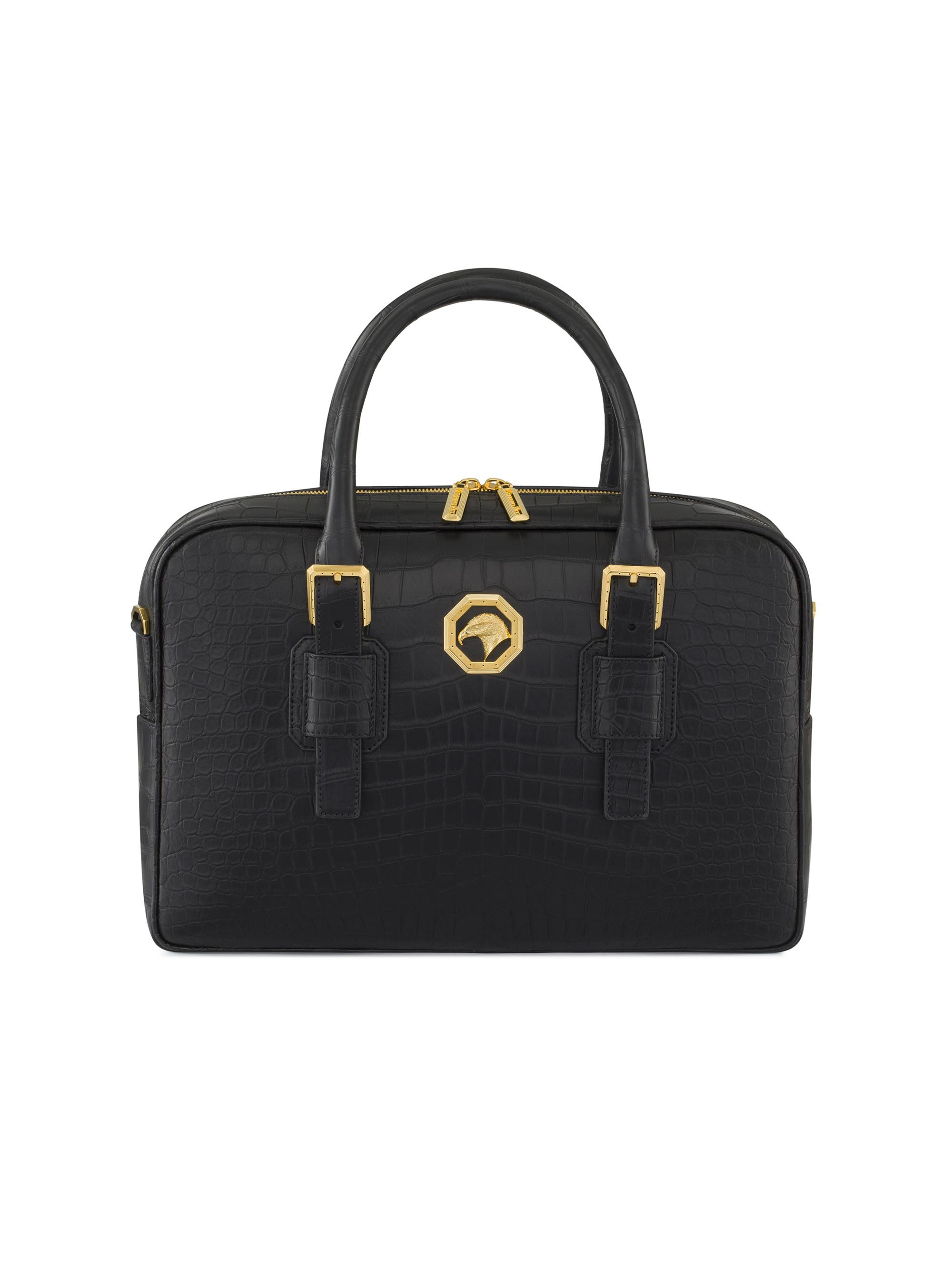 Stefano Ricci Men's Handmade Crocodile Leather Business Bag - Black