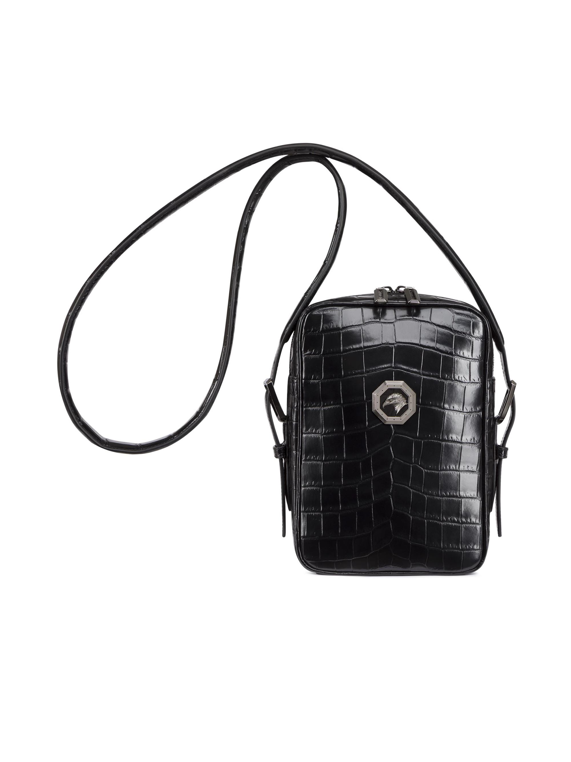 Stefano Ricci Men's Crocodile Leather Messenger Bag - Black