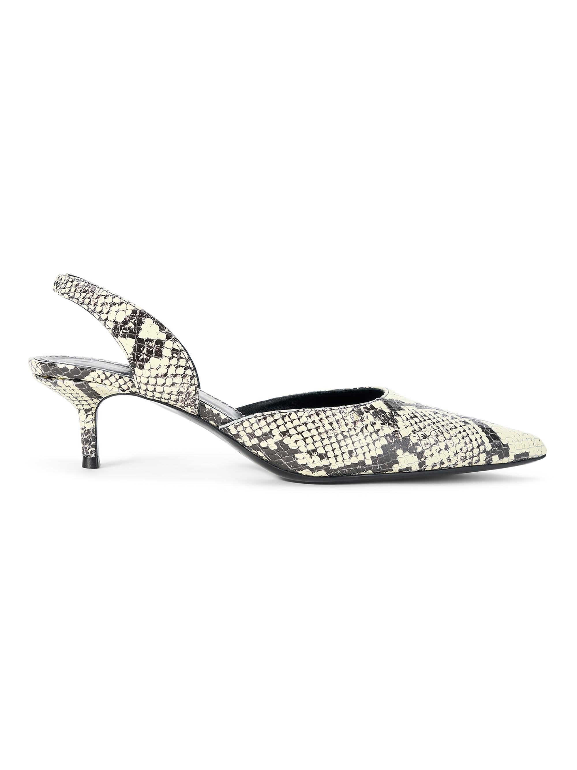 Staud Women's Sebastian Snake-Embossed Leather Slingback Pumps - White Snake